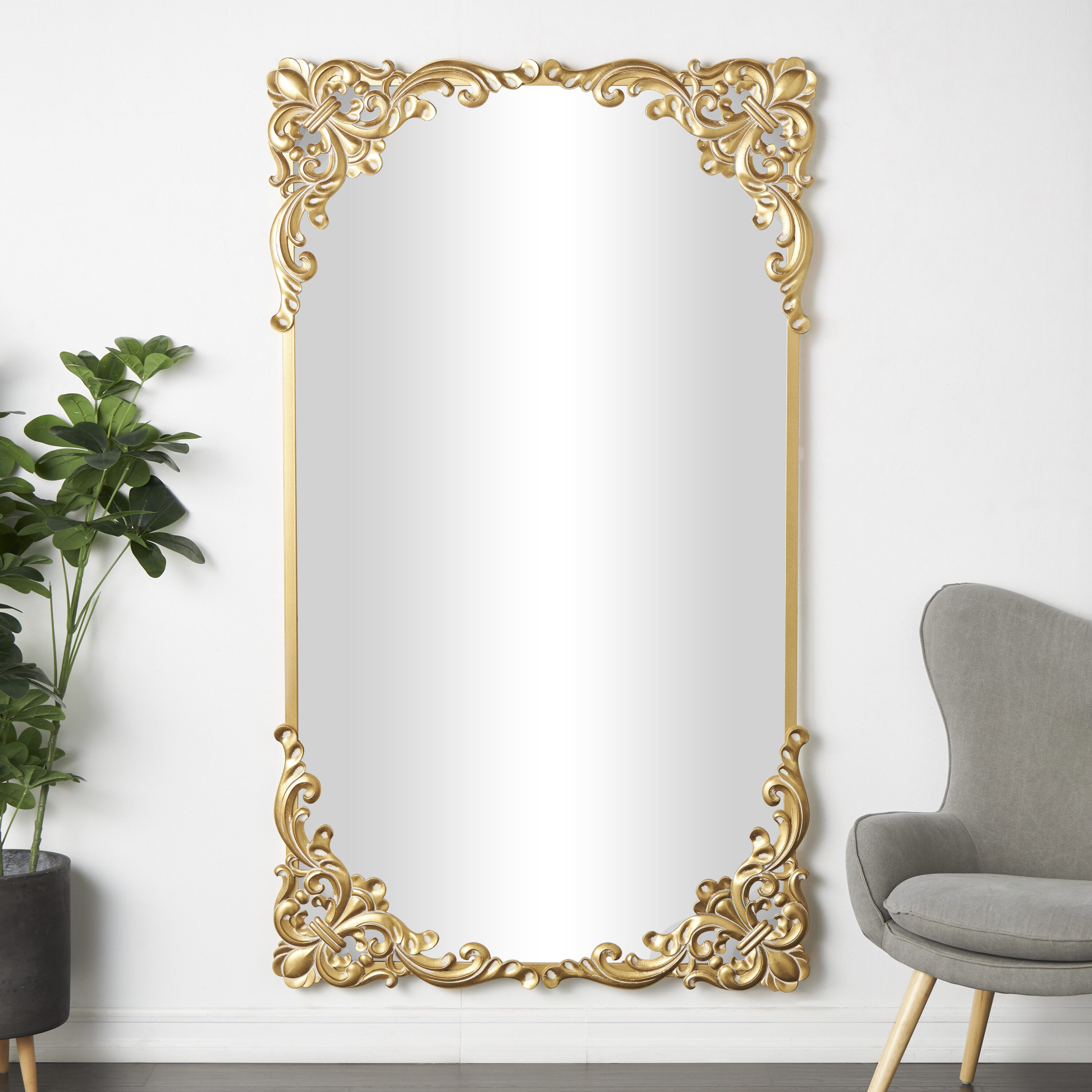 Grayson Lane 42-in W x 72-in H Gold Tall Ornate Baroque Polished Full ...