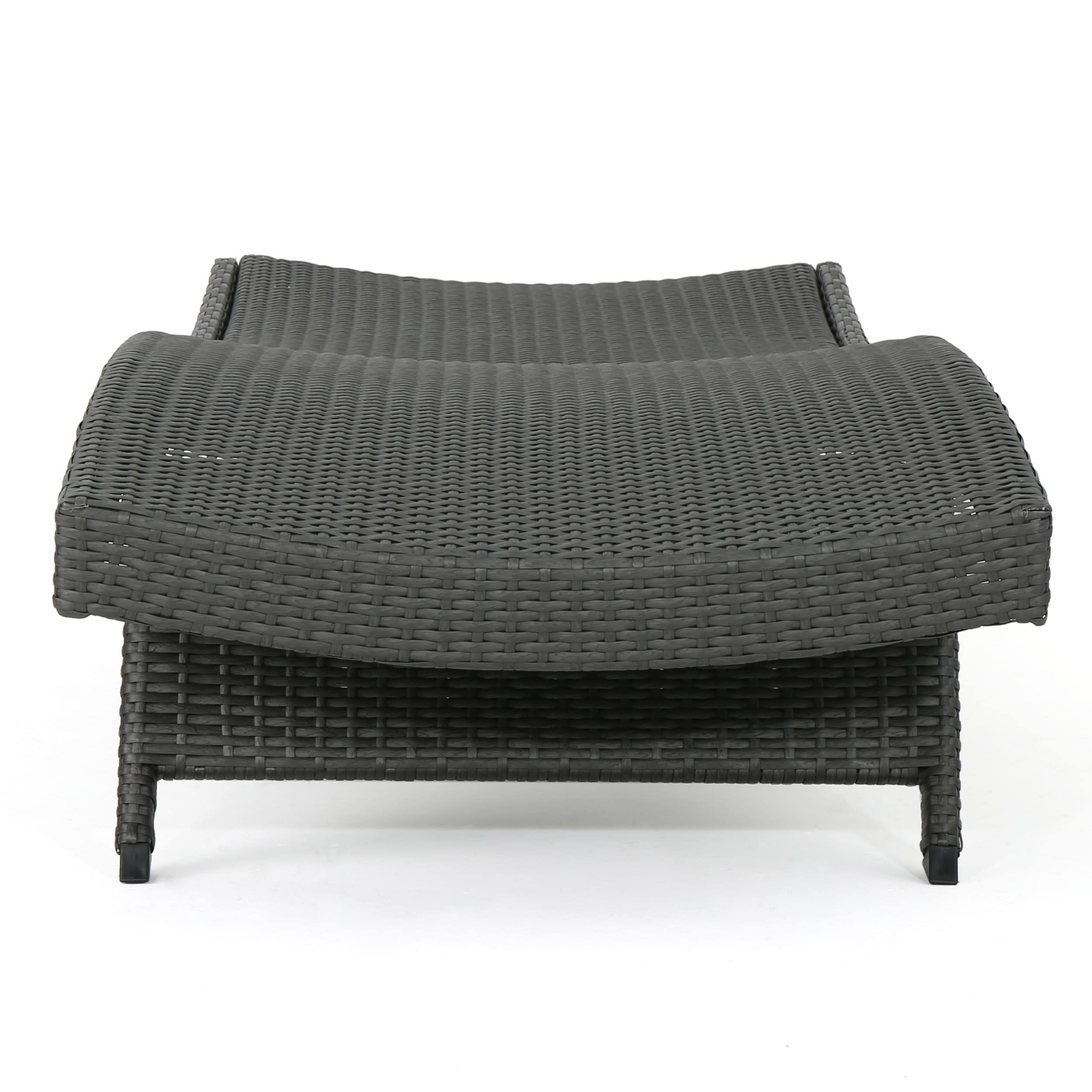 Gray Wicker Adjustable Outdoor Chaise Lounge with Iron Frame