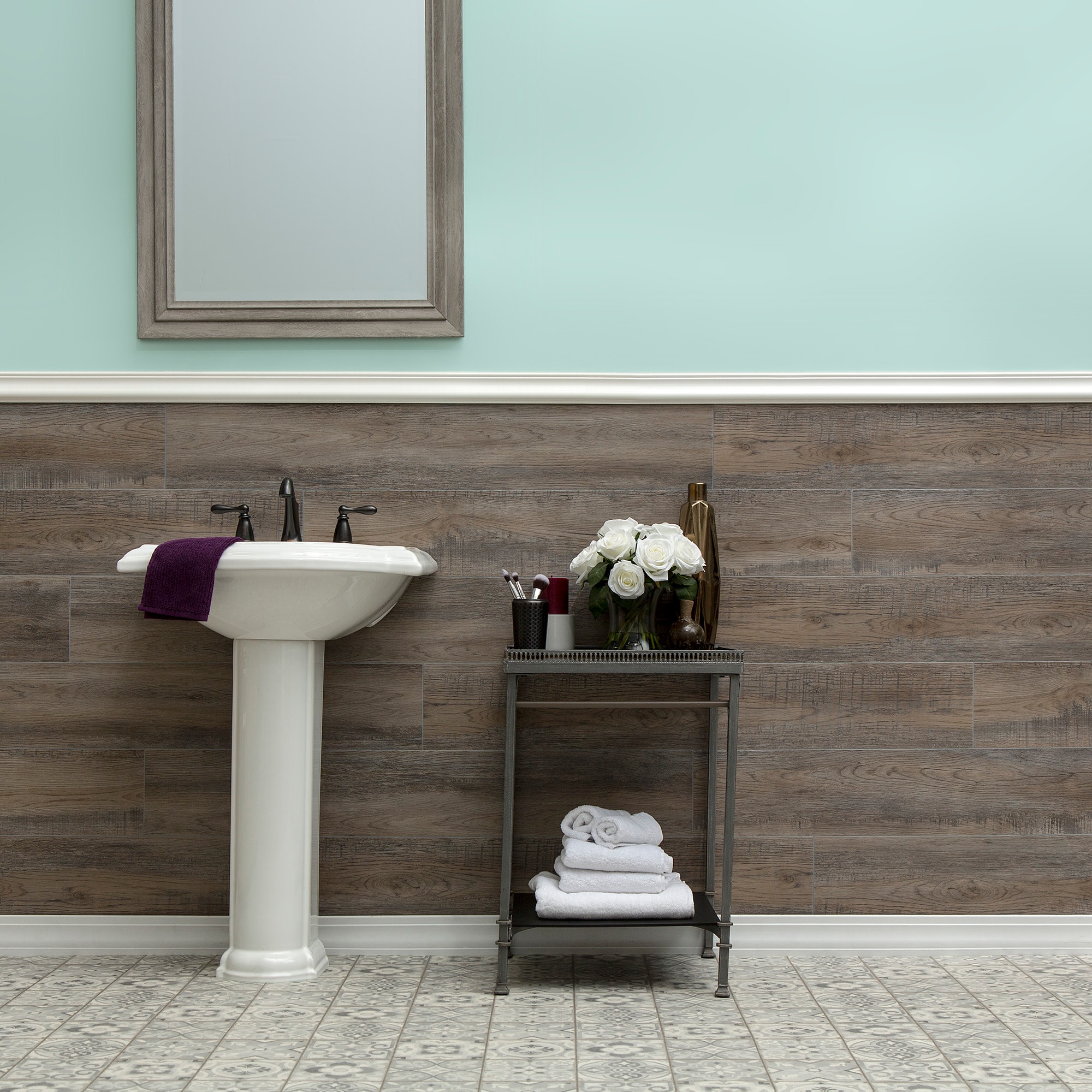 Palisade 7 1/4W x 46 3/4L Plank Tile Shower and Tub Surround Kit, Natural Oak