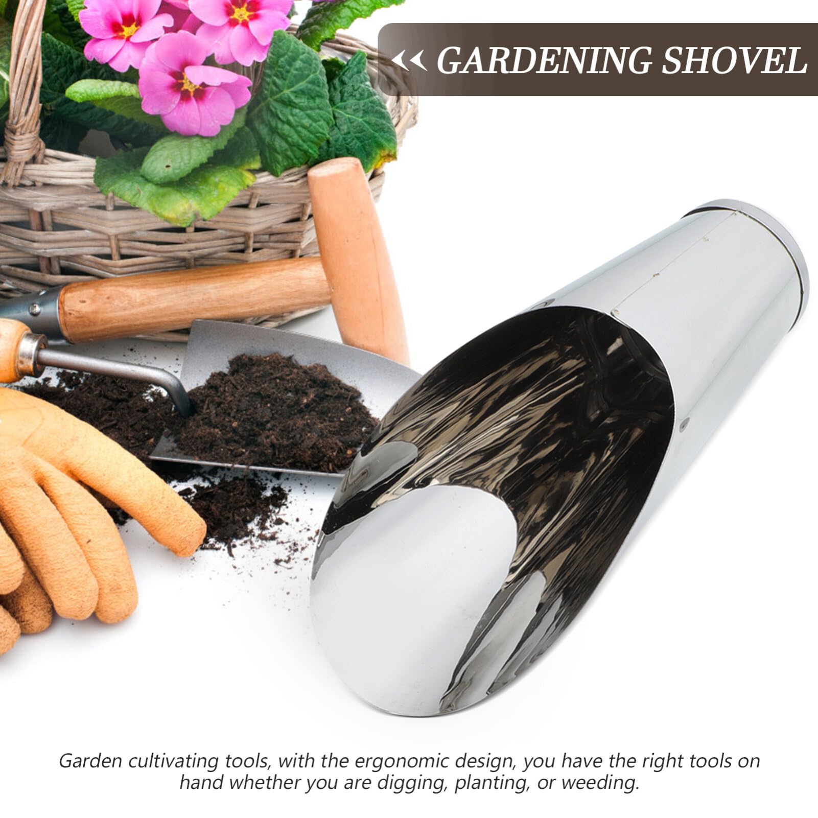 Mikiotto Stainless Steel Soil Scoop Ergonomic Garden Shovel Mini ...