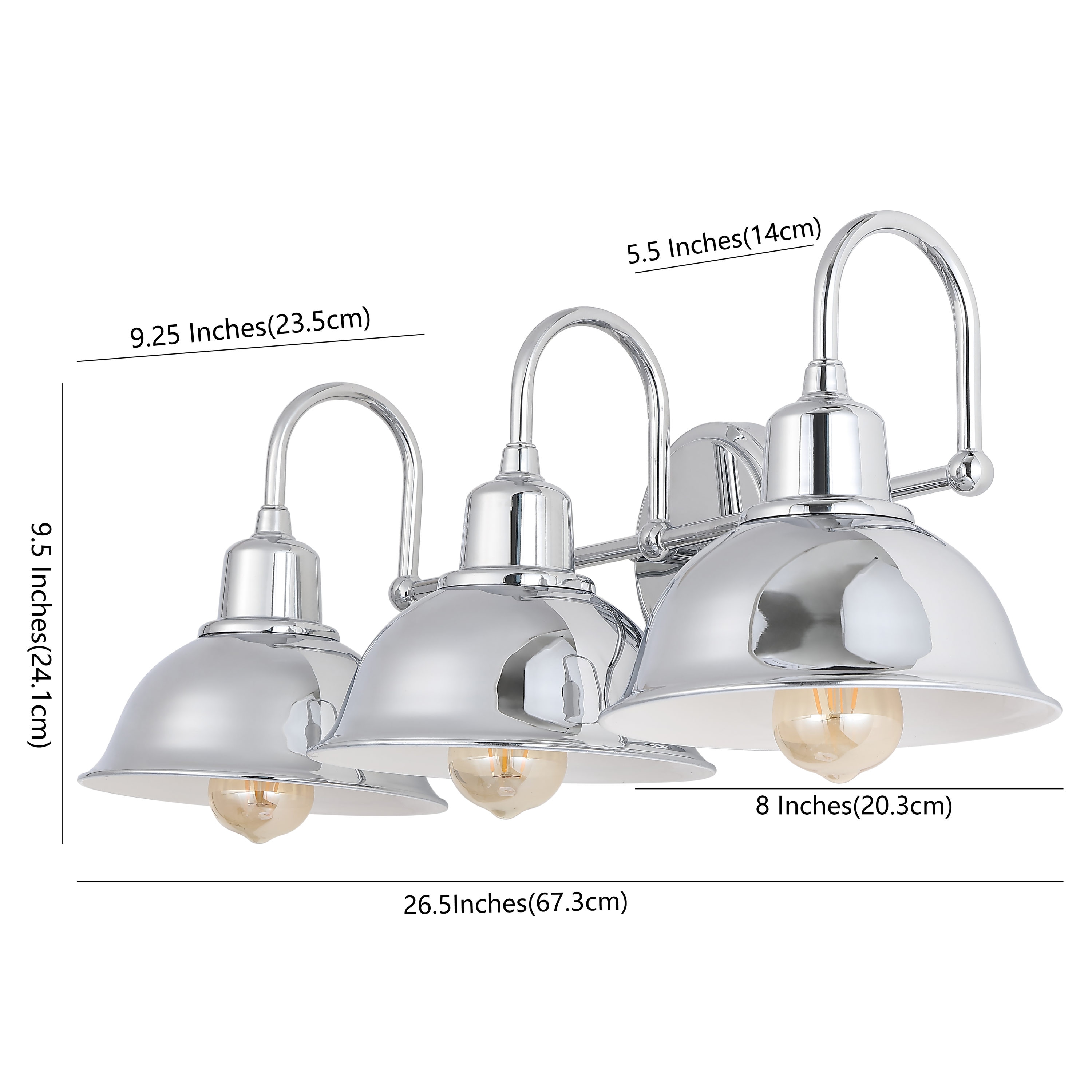 Frisco 26.5" Chrome Polished Metal 3-Light Vanity Fixture