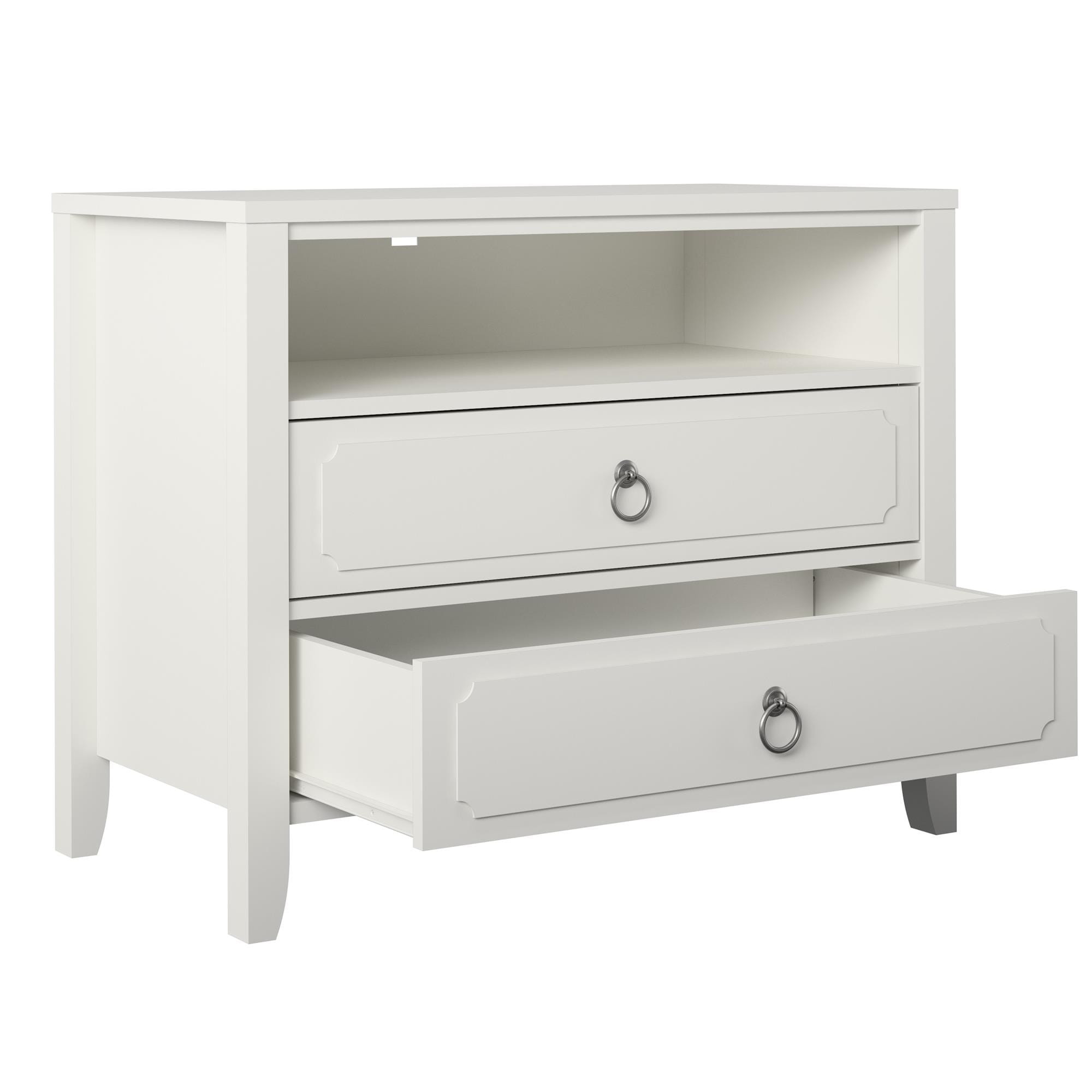 Ameriwood Home Her Majesty 2 Drawer Nightstand, Soft White in the