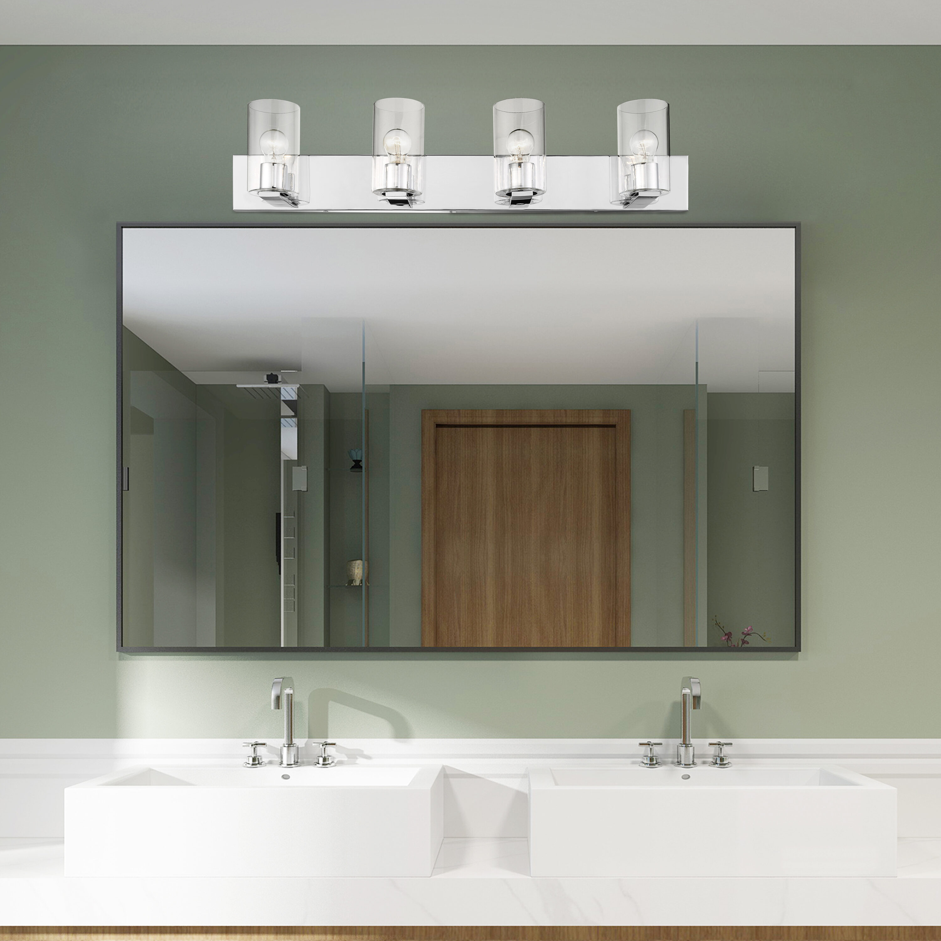 Zurich 4-Light Polished Chrome Vanity with Clear Glass
