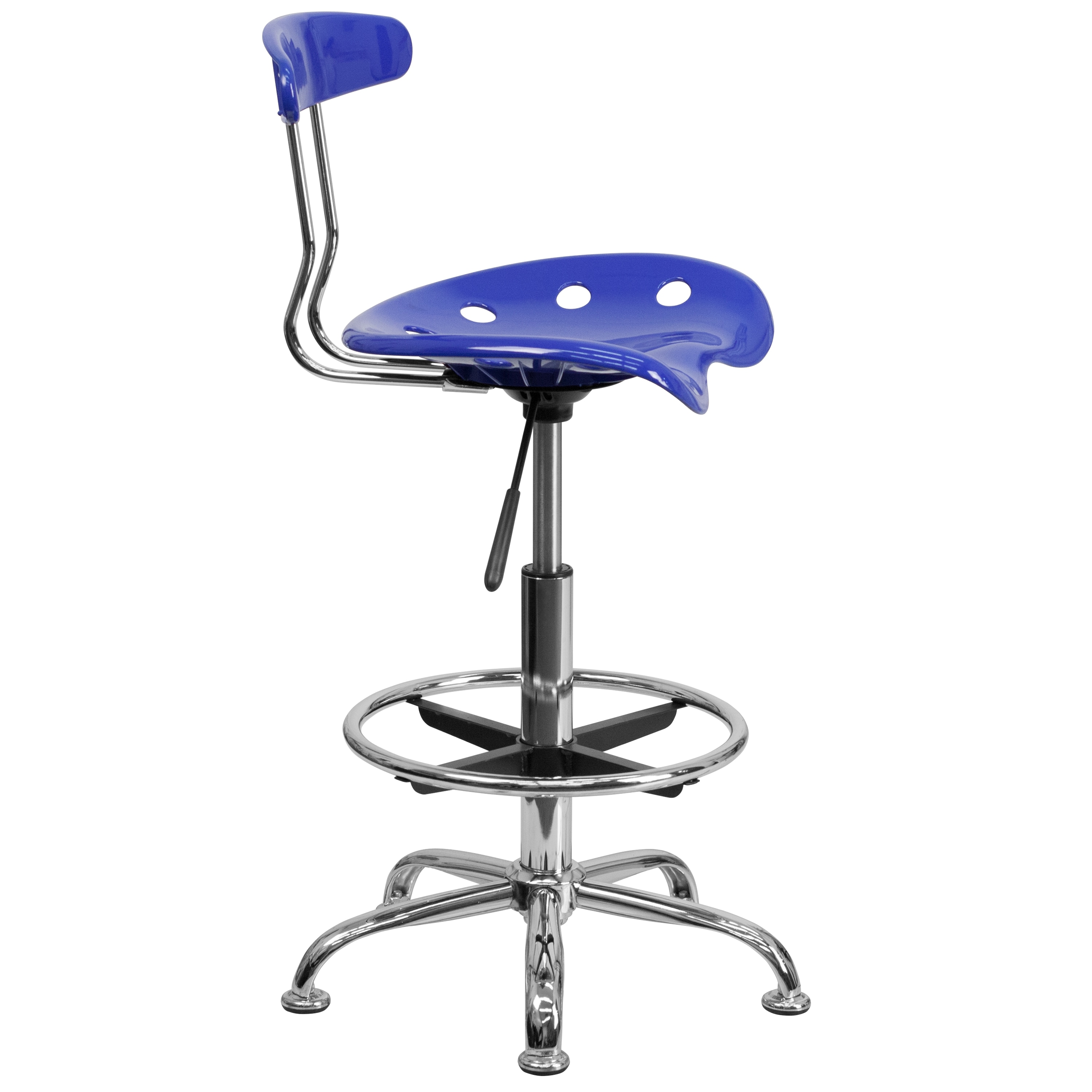 Nautical Blue Adjustable Swivel Metal and Acrylic Drafting Stool