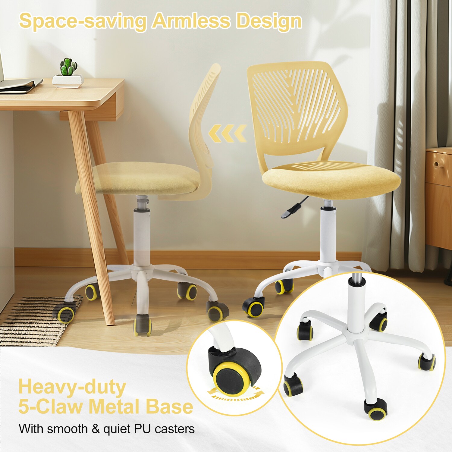 Homy Casa CARNATION YELLOW Office-Chairs - View #7
