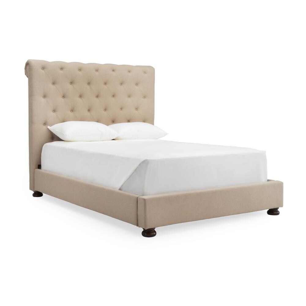Rst Brands Emma Tufted King Fabric Bed, Beige Tufted King Bed