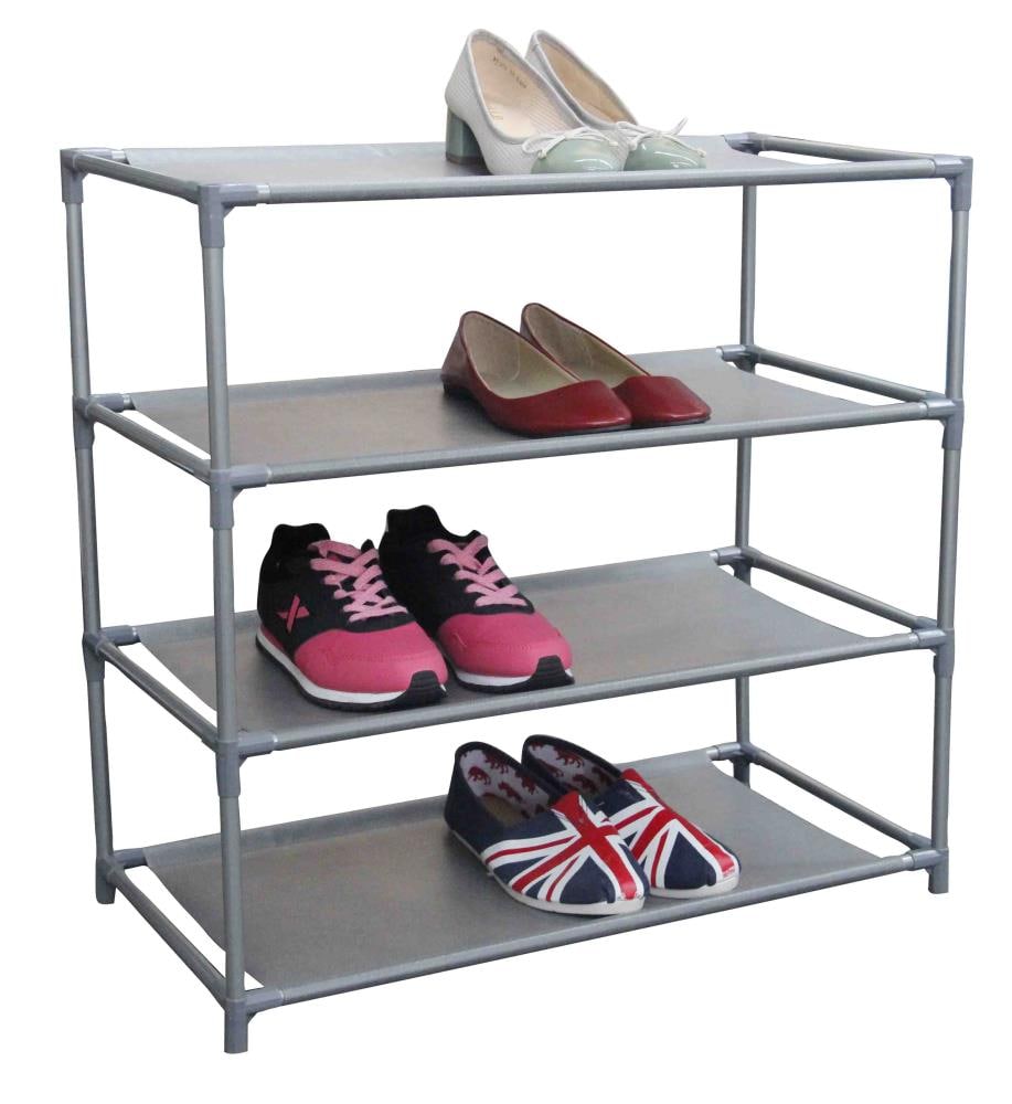 at Home 3-Tier Fabric Shoe Rack, Black
