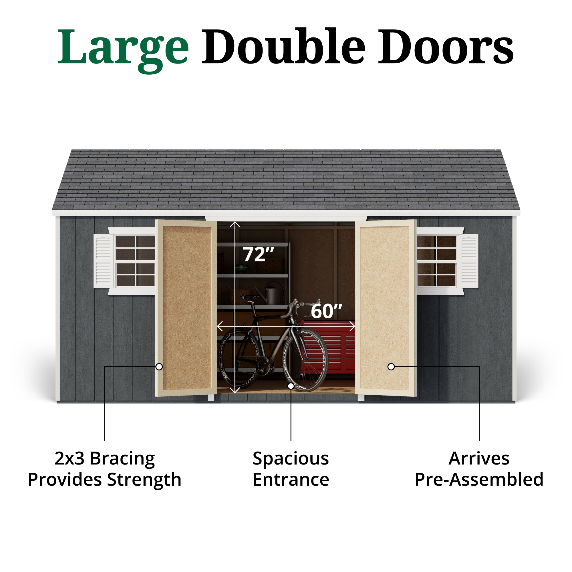 12' x 16' Brown Wood Storage Shed with Windows and Floor