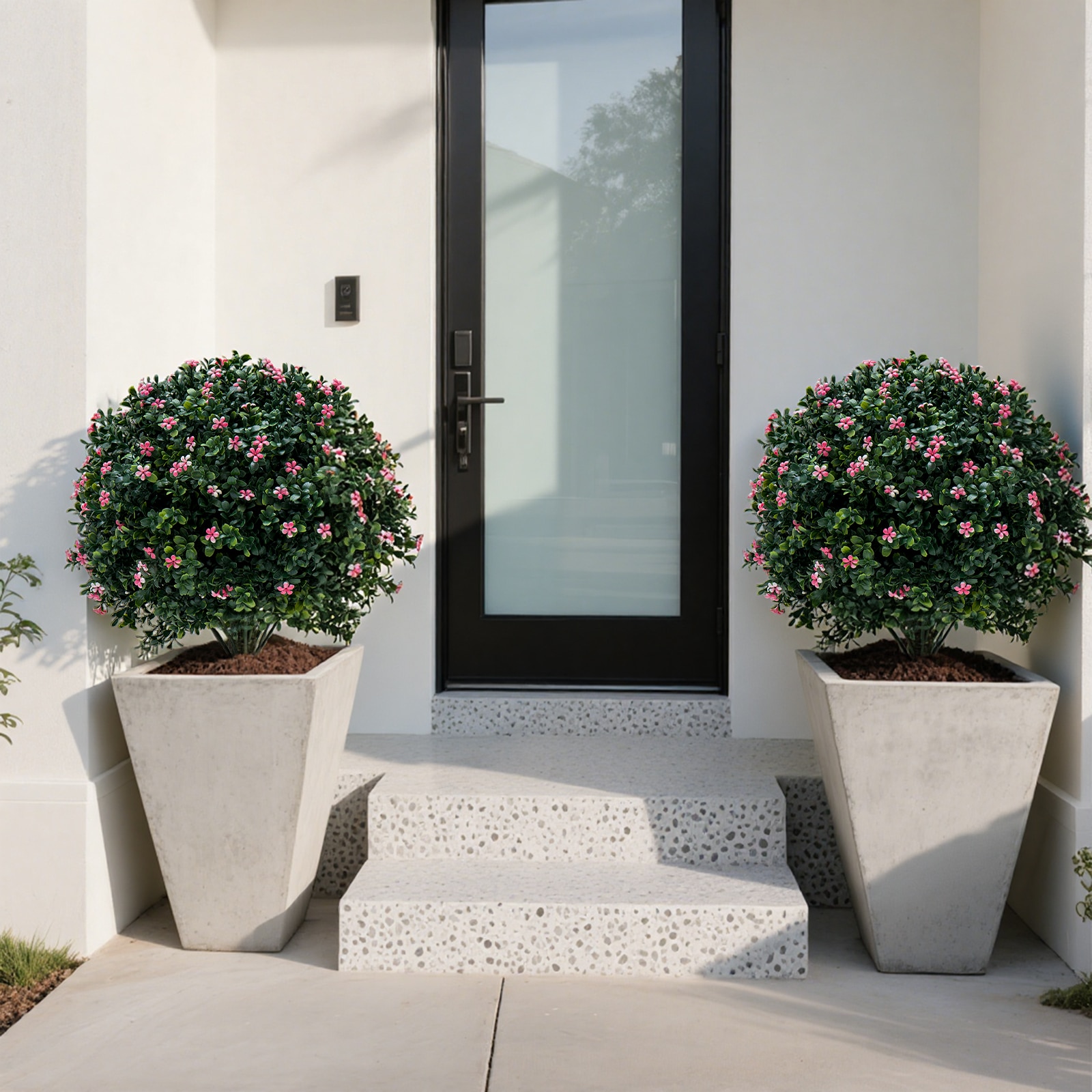 Garvee - 2 Pack Faux Boxwood Topiary Ball with Ground Stake 24 Inch UV Protected Flowering Artifi...