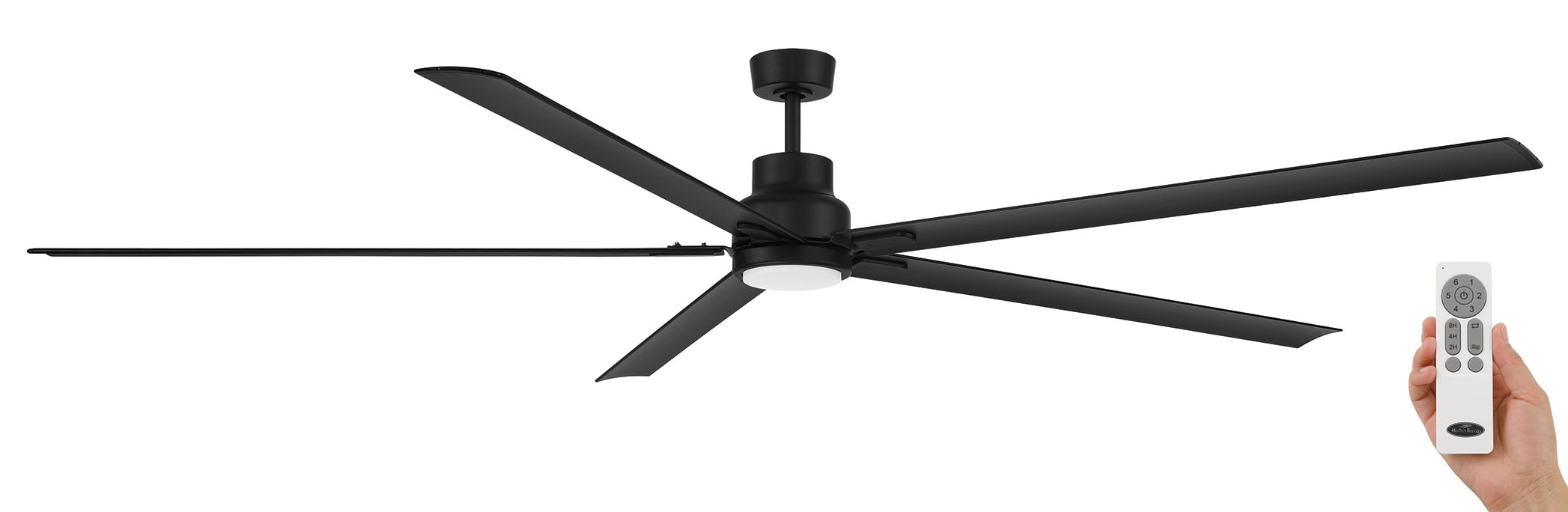 Harbor Breeze Cando 96-in Color-Changing Integrated LED Outdoor Matte Black with Matte Black Blades Ceiling Fan With Light - Remote Included ( 5 -Blade )