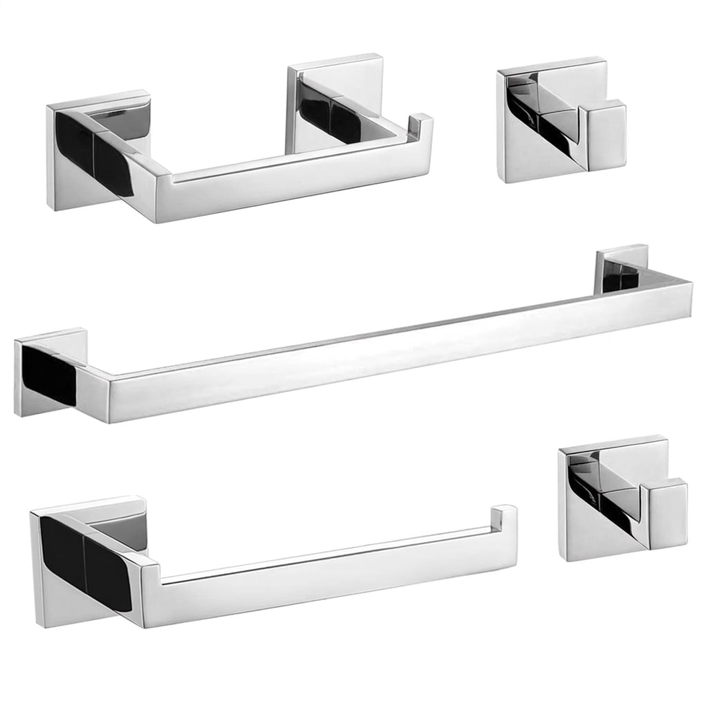 Etokfoks -  5 Piece Bathroom Hardware Set with Towel Bar Hand Towel Bar Tissue Holder 2 Hooks in ...