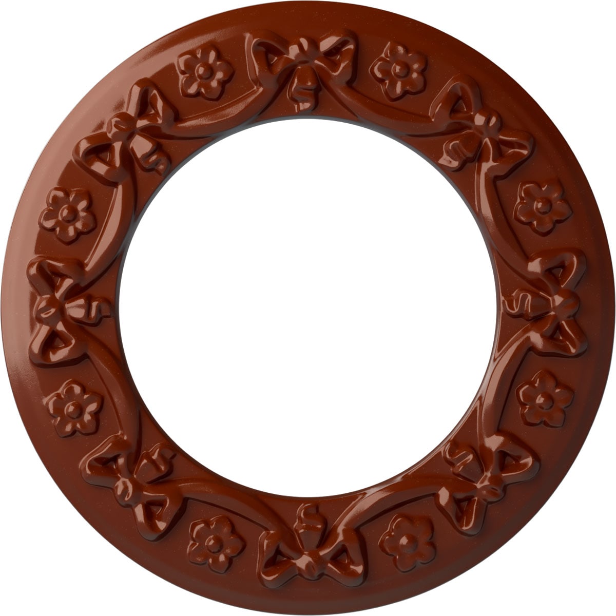 Ekena Millwork CM12RIFIF Ribbon with Bow 12.25-in W x 12.25-in L Painted Firebrick Polyurethane Whole Ceiling Medallion