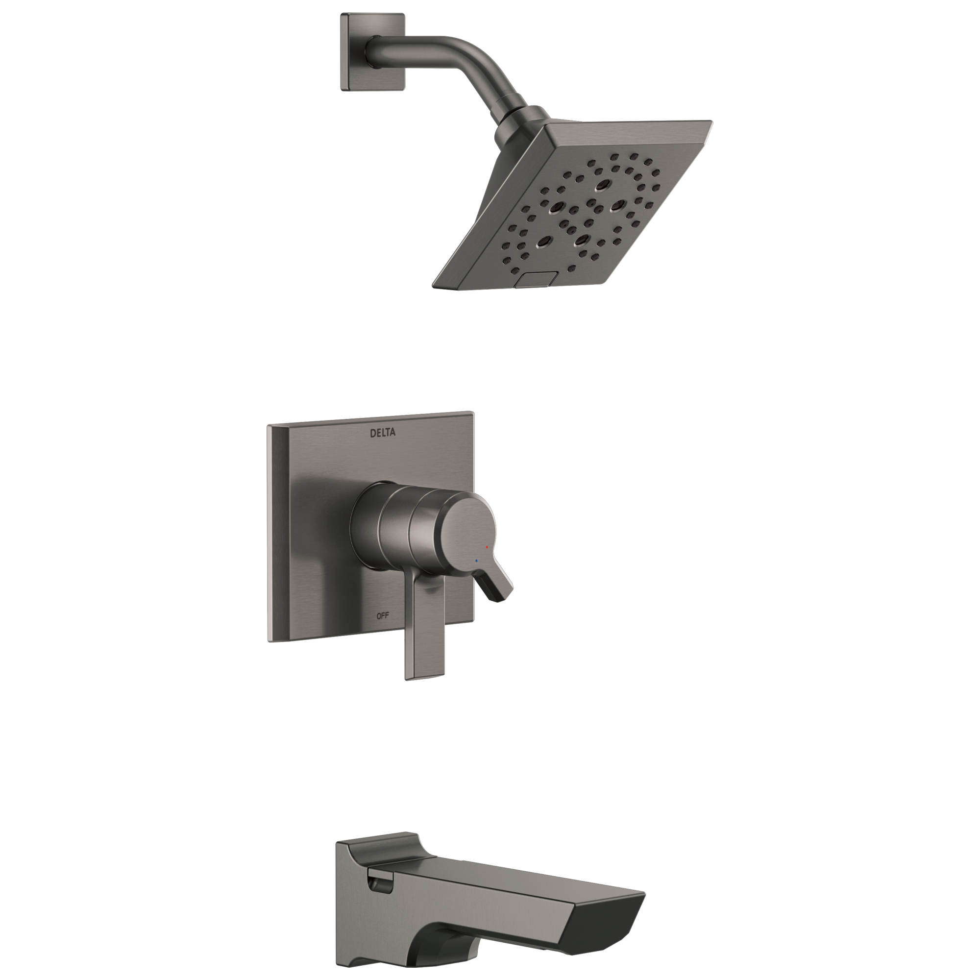 Delta T17499-KS-PR Pivotal Lumicoat Black Stainless 2-handle Multi-function 5.75-Inches Square Bathtub and shower Faucet
