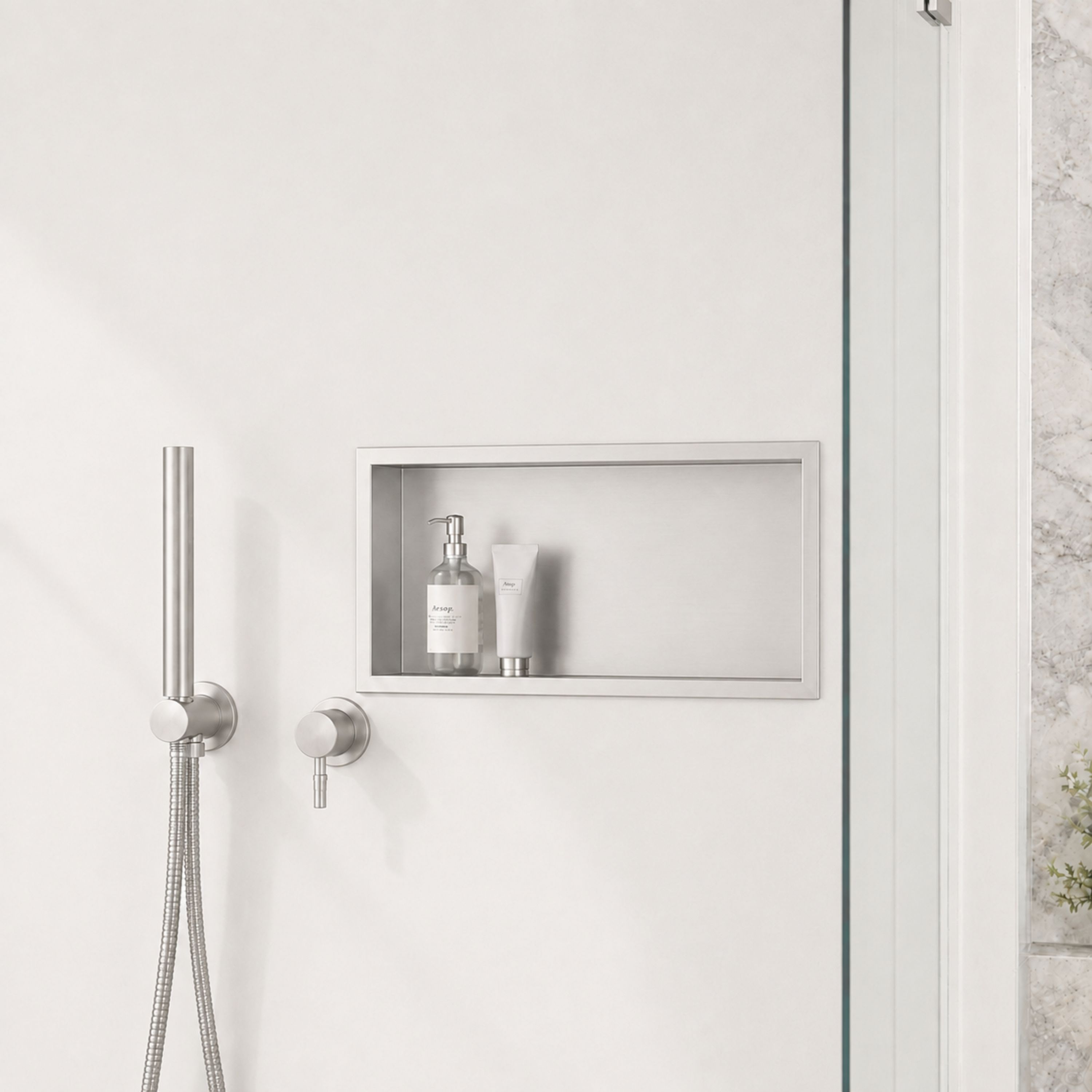 Velusian 24 in. W x 12 in. H x 4 in. D Waterproof Stainless Steel  Recessed Shower Niche Space Saving Storage Shelf in Brushed Nickel