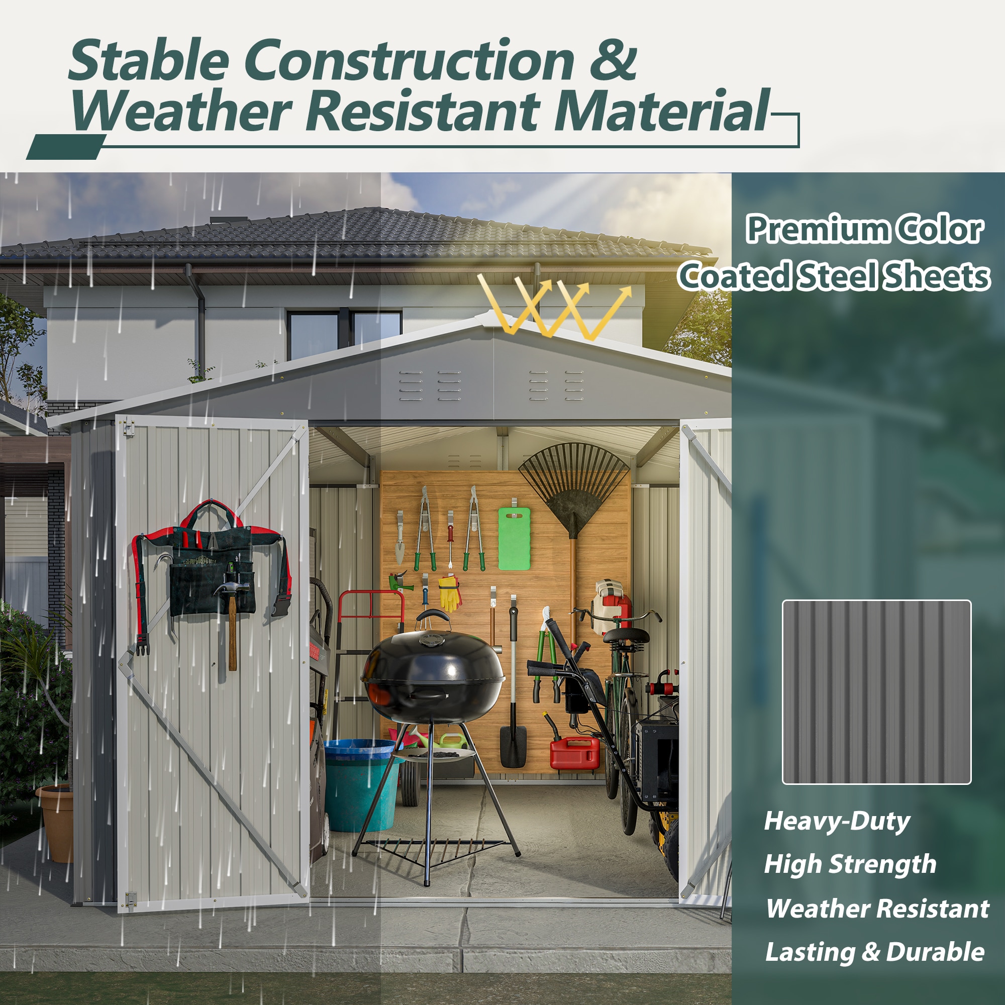 WELLFOR TWSG013-BN Metal-Storage-Buildings-Sheds - View #11