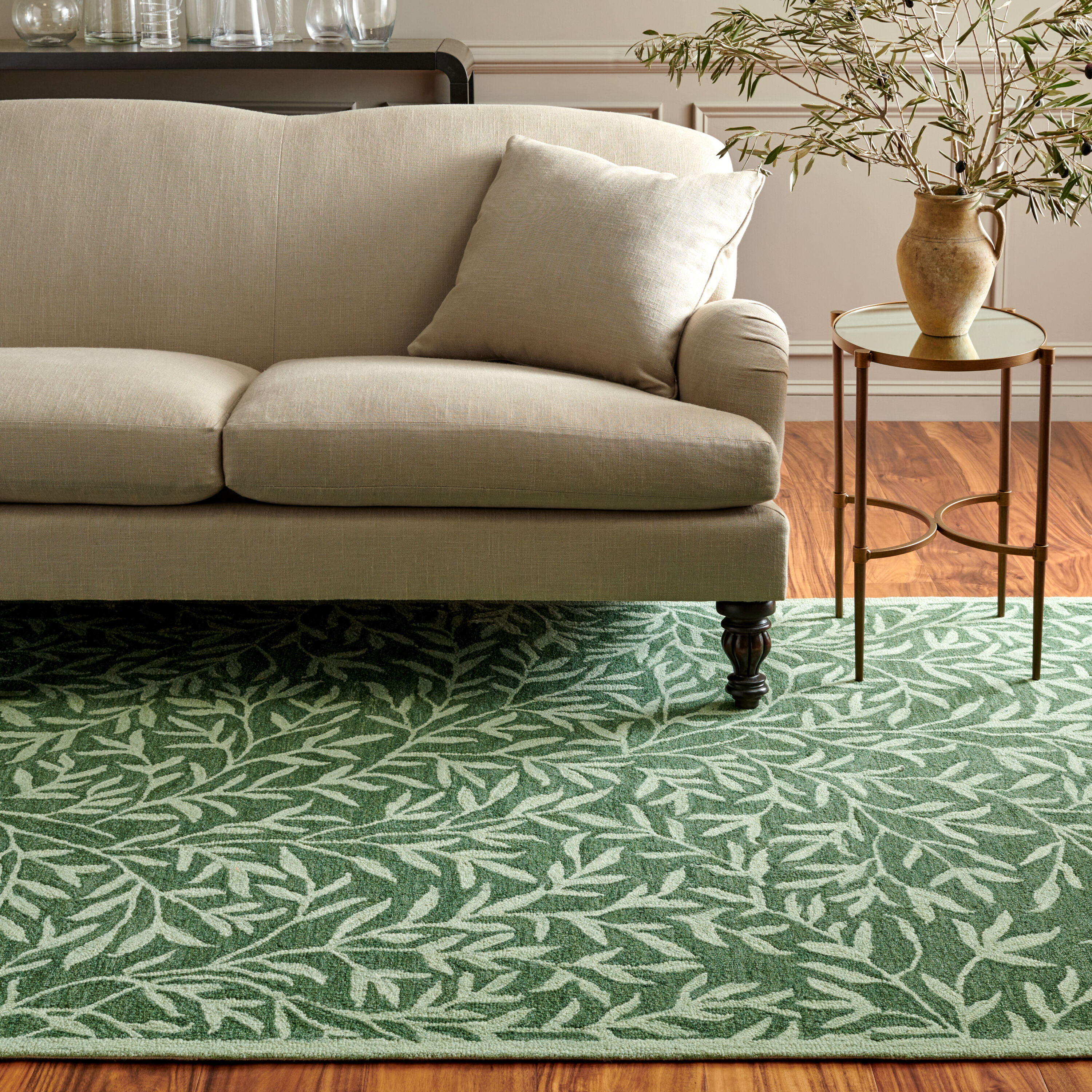 Msr Jardin Green Country Floral 5ft x 8ft Medium Rectangle Rug