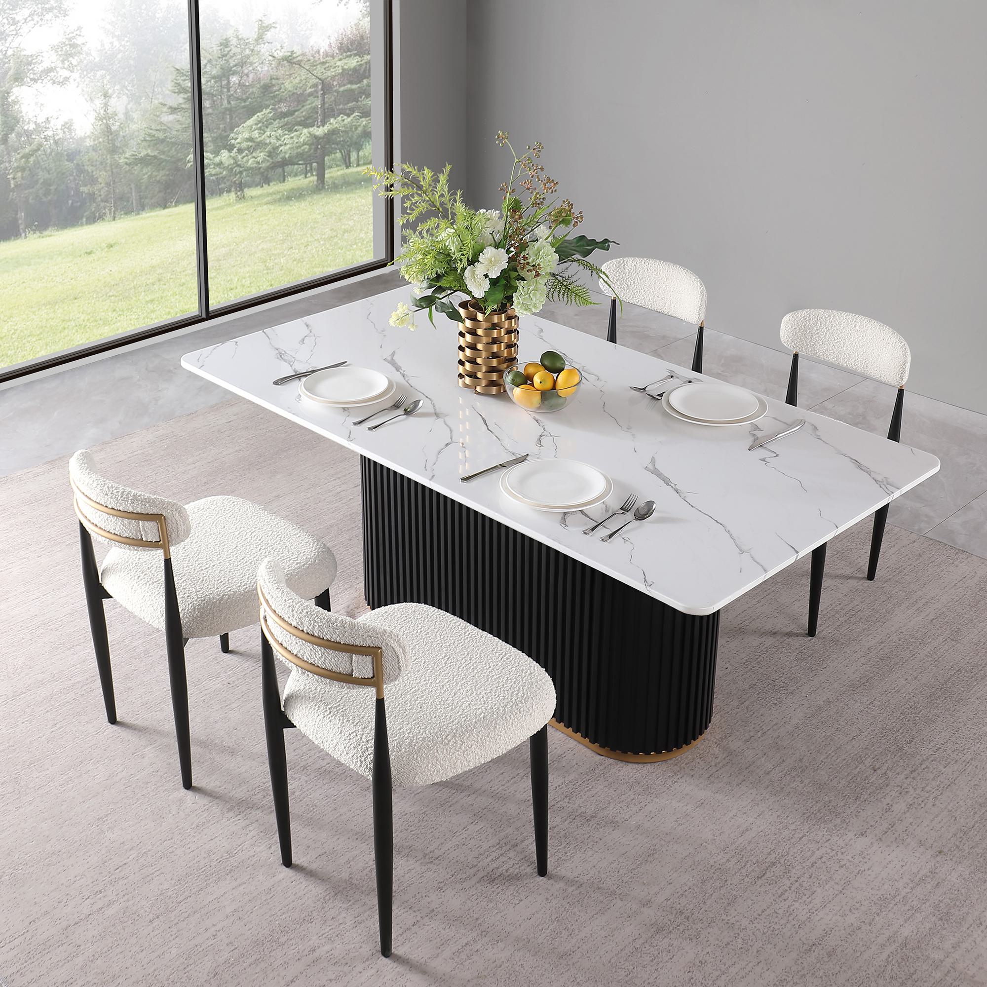 FARATI D2006ALDTC-WT-WT-4 White Contemporary/Modern Dining Room Set with Rectangular Table ( Seats 4 )