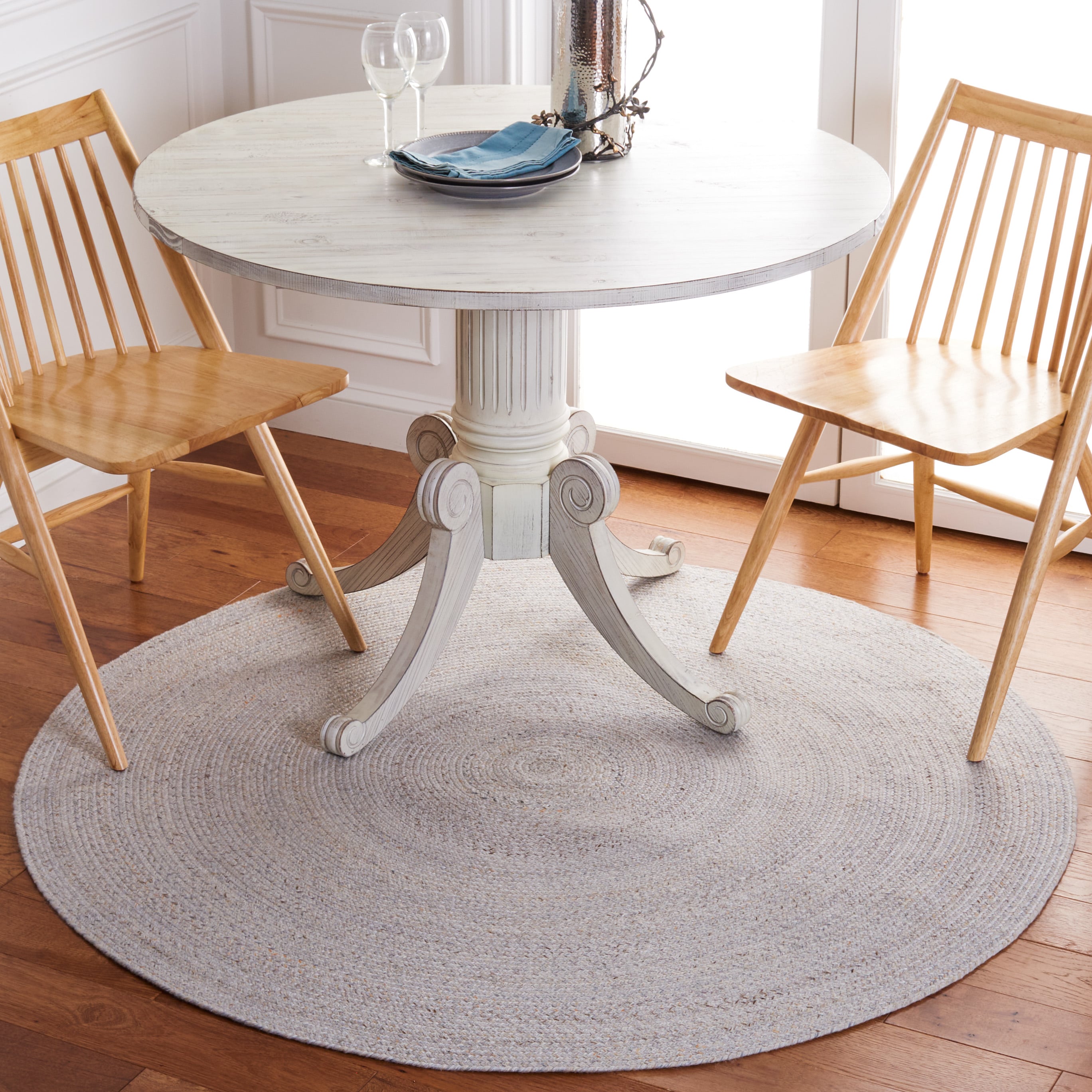  Braided 804 Gray/Yellow Country Floral 6ft x 6ft Round Rug