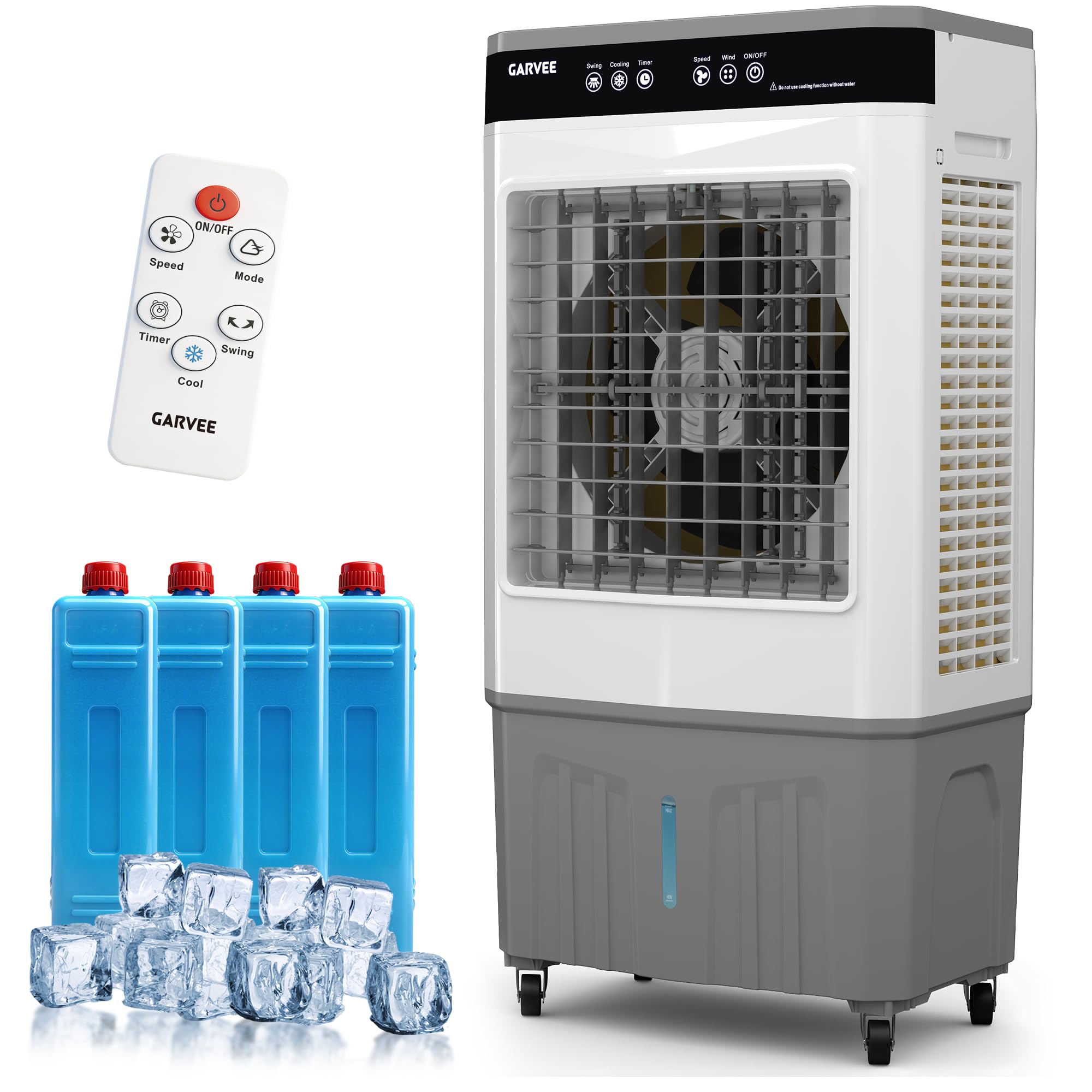 CazToi Evaporative Air Cooler 3500-CFM 3 -Speed Portable Evaporative Cooler for 500-sq ft