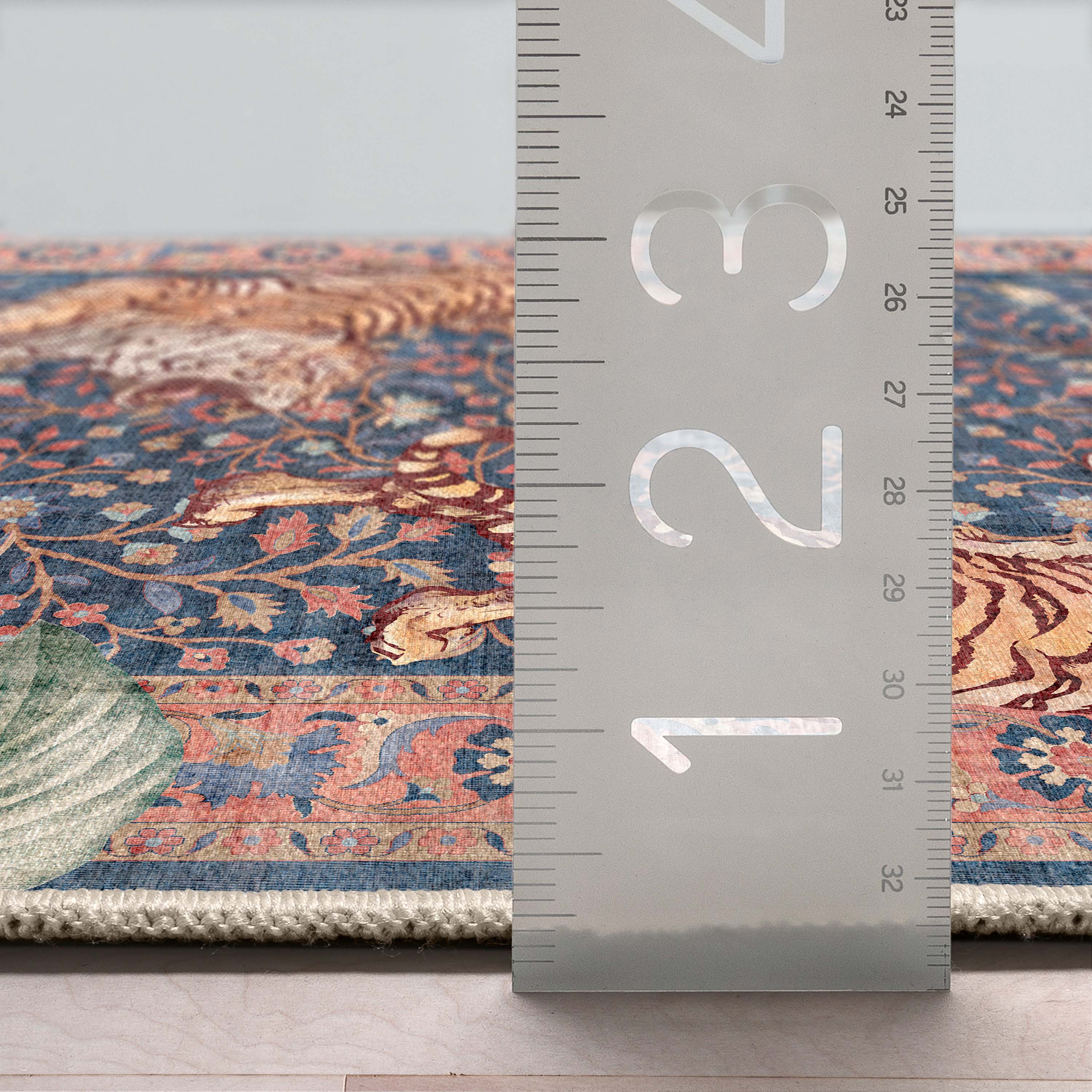 Apollo Botanical Tiger Print Navy Synthetic Area Rug 5'3" x 7'3"