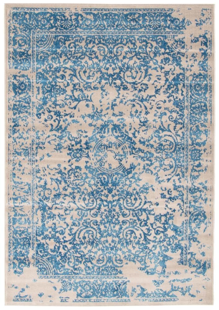 ECARPETGALLERY 351177 Dawson 5 x 8 (ft) Polypropylene Blue Rectangular Indoor Distressed/Overdyed Area rug