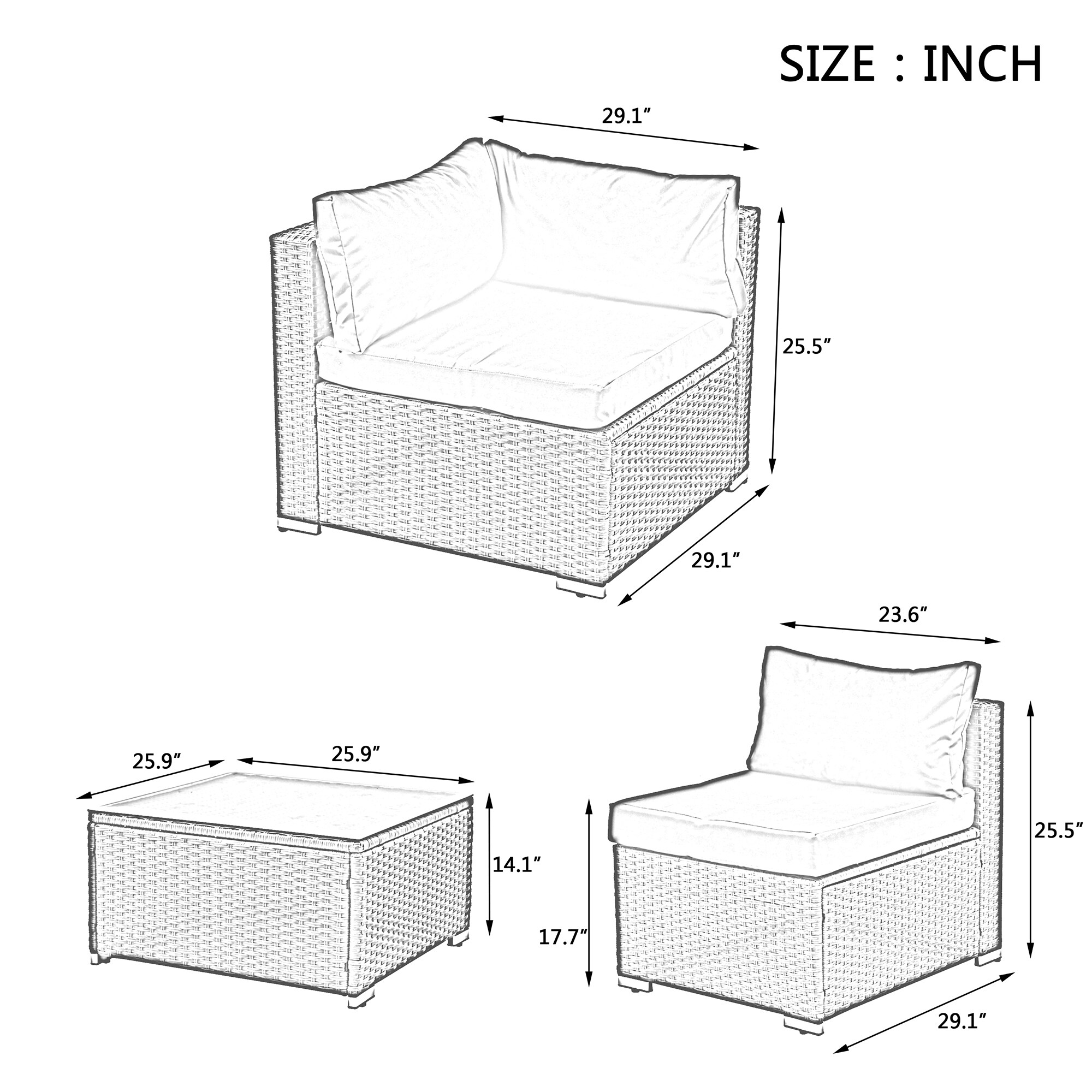 CASAINC AOG-W213S00002 Patio-Conversation-Sets - View #4
