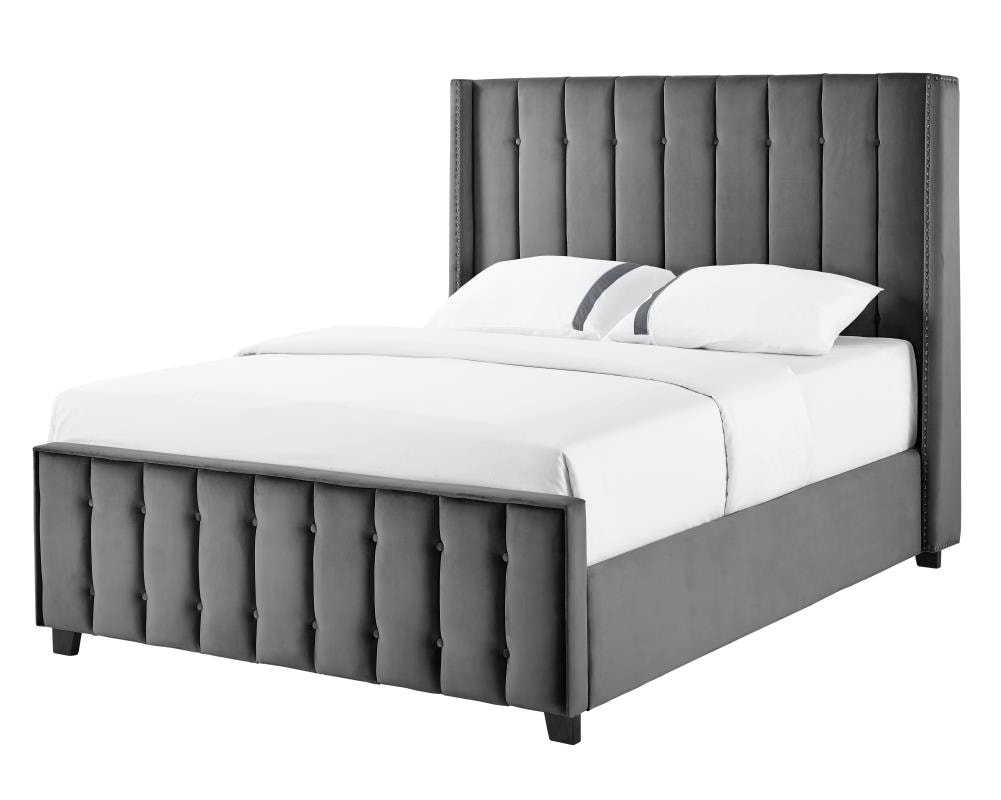 Lifestyle Solutions Dark Grey Queen Wood Platform Bed in the Beds