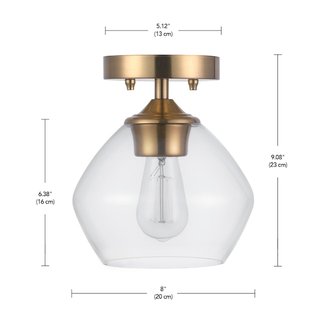 Globe Electric 1-Light 8-in Matte Brass Semi-Flush mount light in the ...