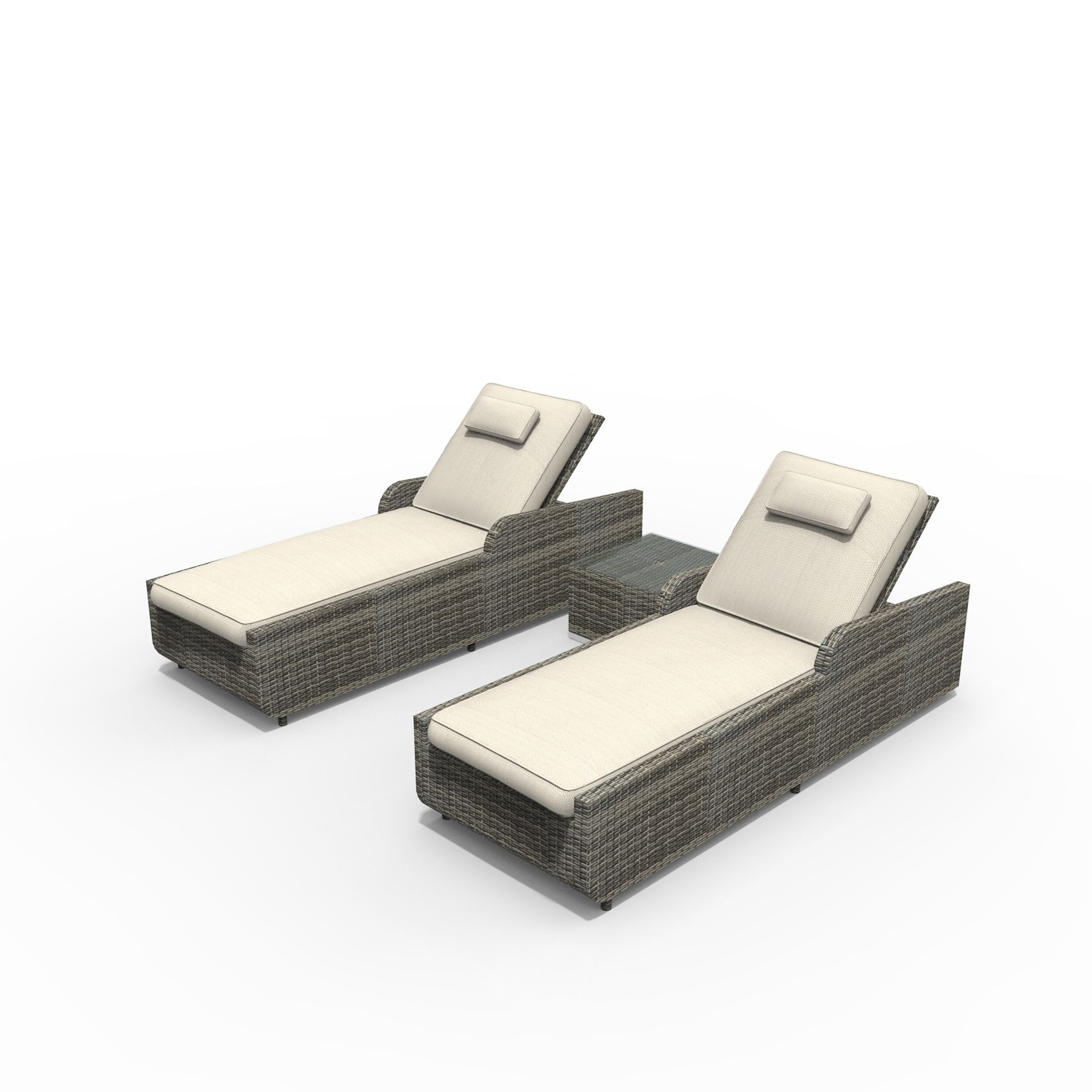 rattan look sun loungers