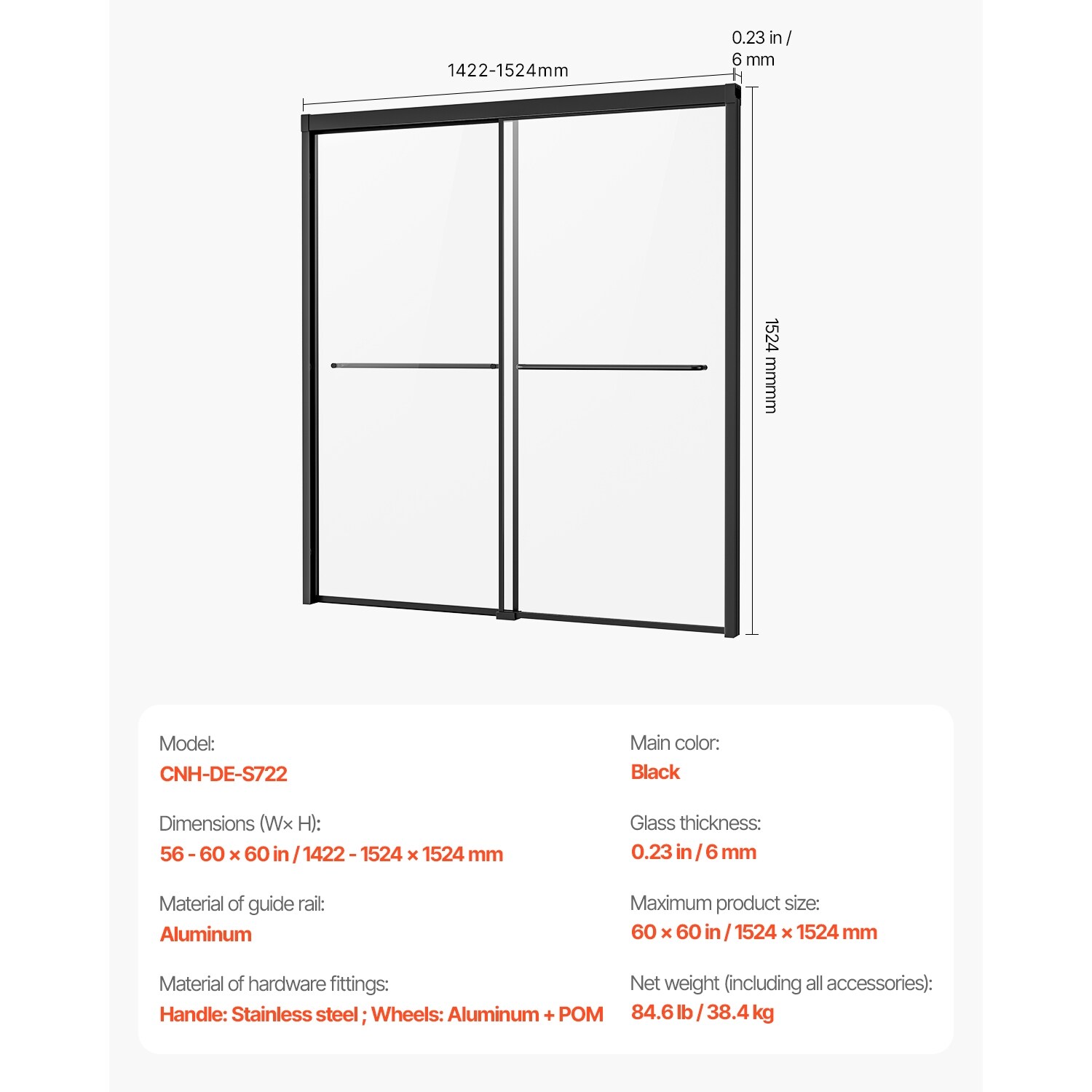 Wooakway FXLS0605-603A44 Bathtub-Doors - View #7