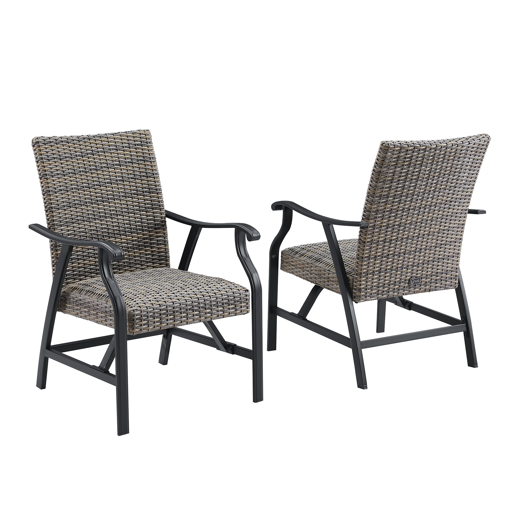 PEAK HOME FURNISHINGS 970283-GY Dining Set Set of 2 Wicker Gray Steel Frame Stationary Dining Chair with Gray Woven Seat