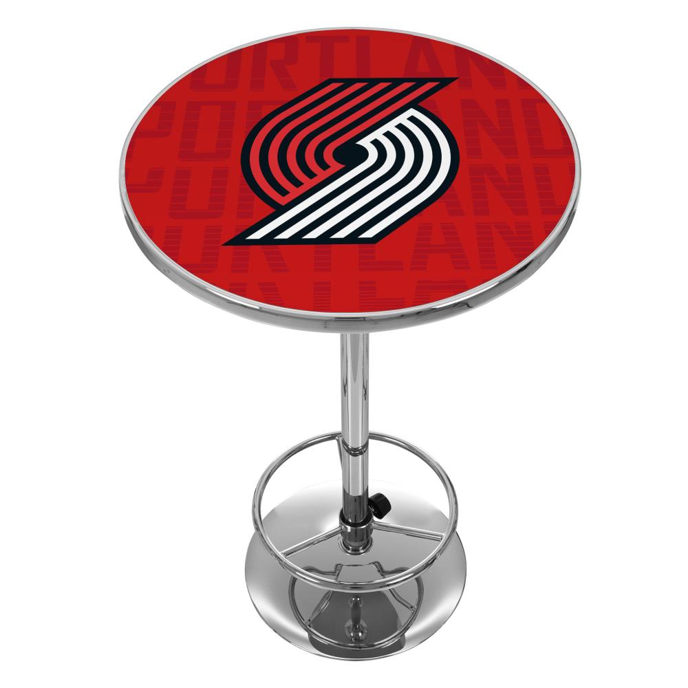 Trademark Gameroom NBA2000-PTB3 Portland Trailblazers Pub Tables Chrome Round Traditional Bar Table, Composite with Metal Pedestal Base 27.375-in L x 42-in H