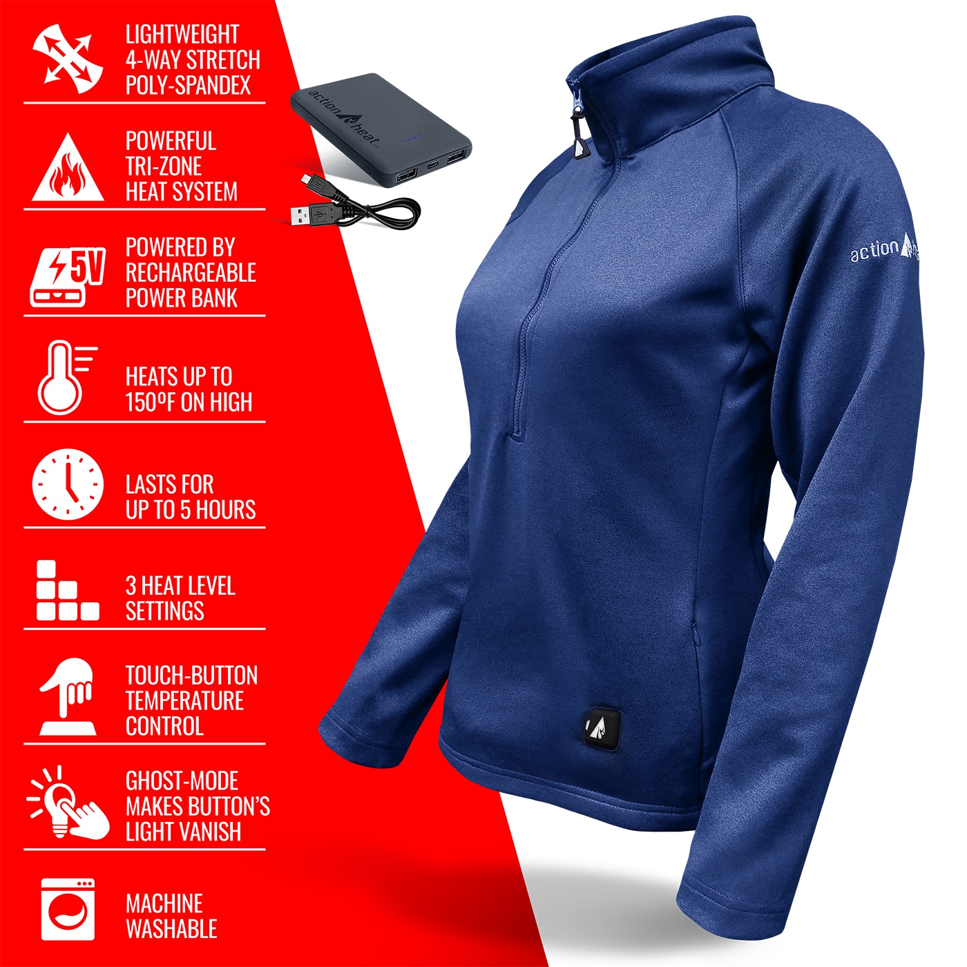 ActionHeat AH-ZTOP-5V-W-B-M Tops-Shirts - View #4