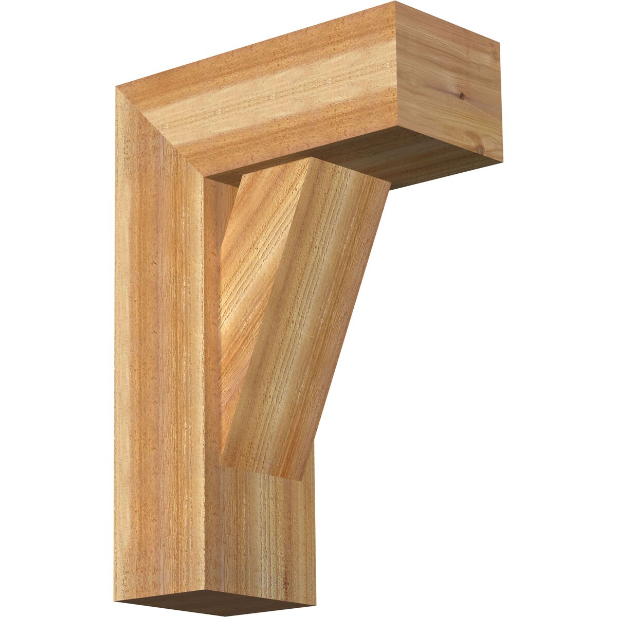Ekena Millwork 1464765 Traditional Block Rough Sawn Bracket with Offset Brace 8-in x 18-in x 26-in Western red cedar Brown Wood Standard bracket