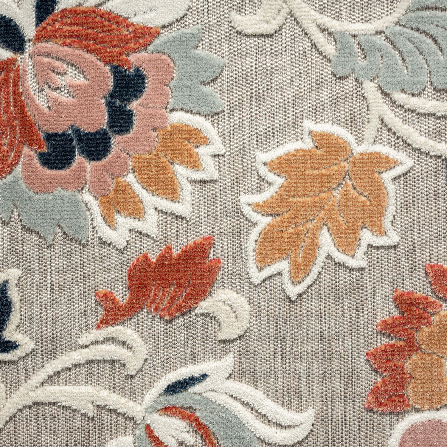 Gray Floral Synthetic Reversible 5' x 7' Area Rug