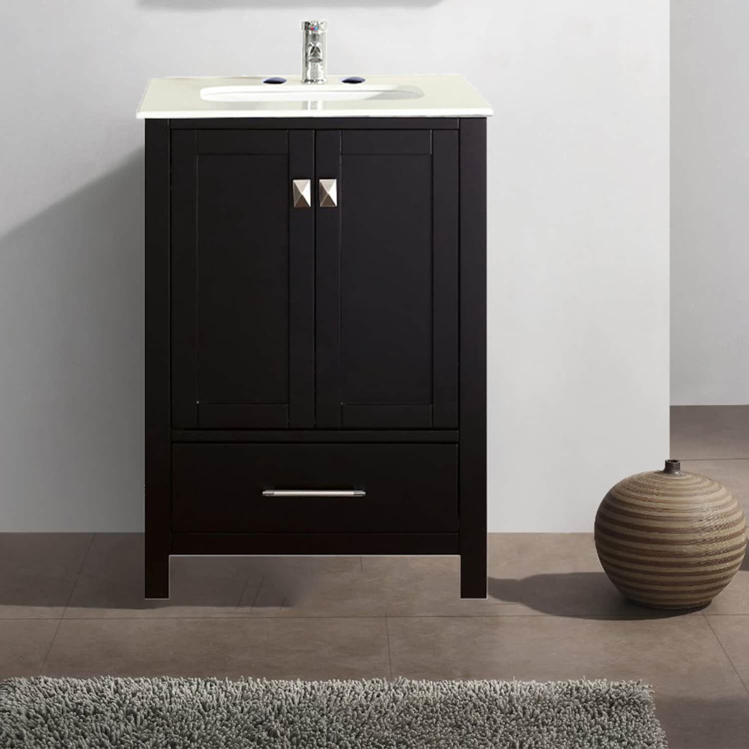 Eviva Aberdeen 24-in Espresso Undermount Single Sink Bathroom Vanity ...