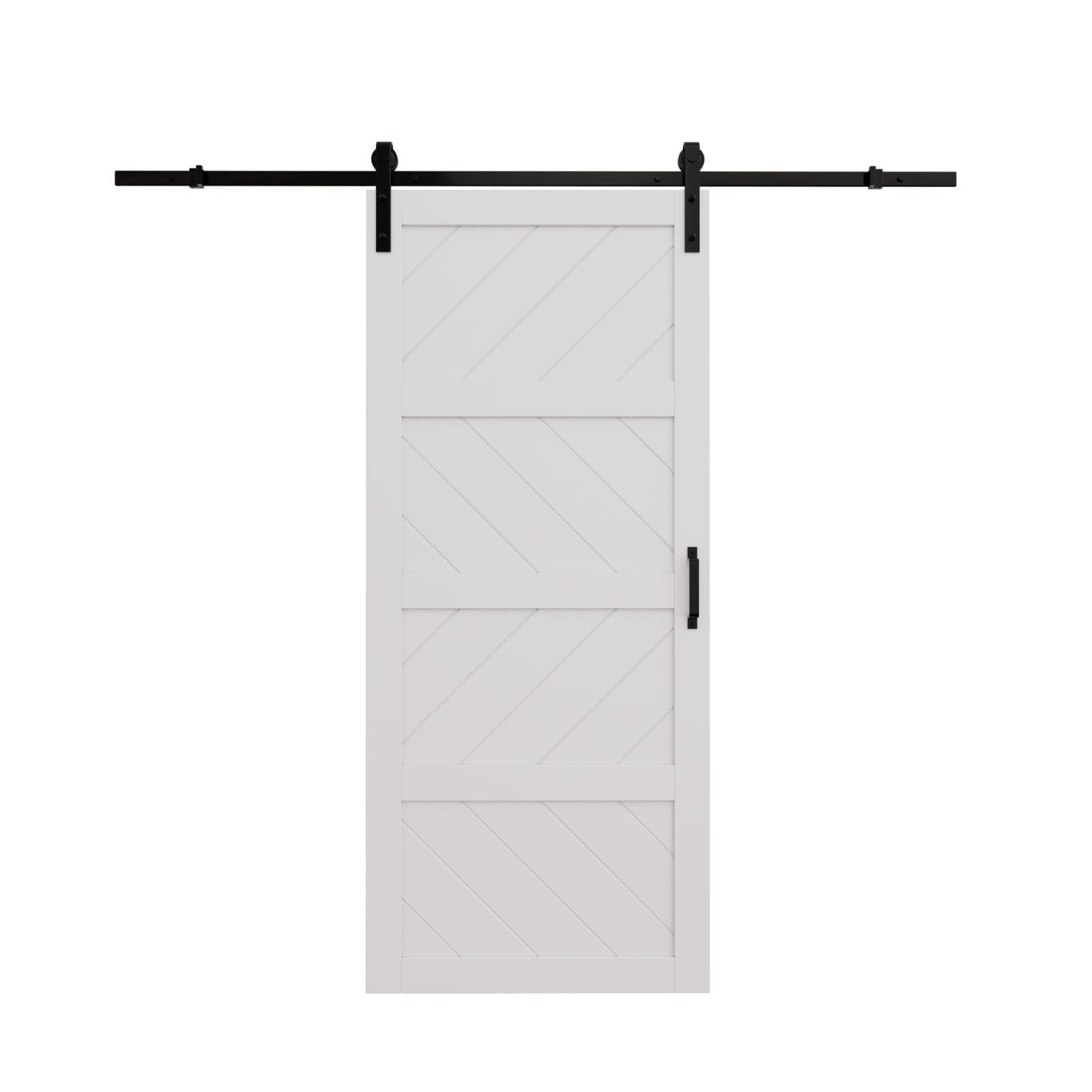 JUJUBON IN-BDWT-4L-36 36-in x 84-in White Non-standard MDF Solid core Single Barn Door (Hardware Included)