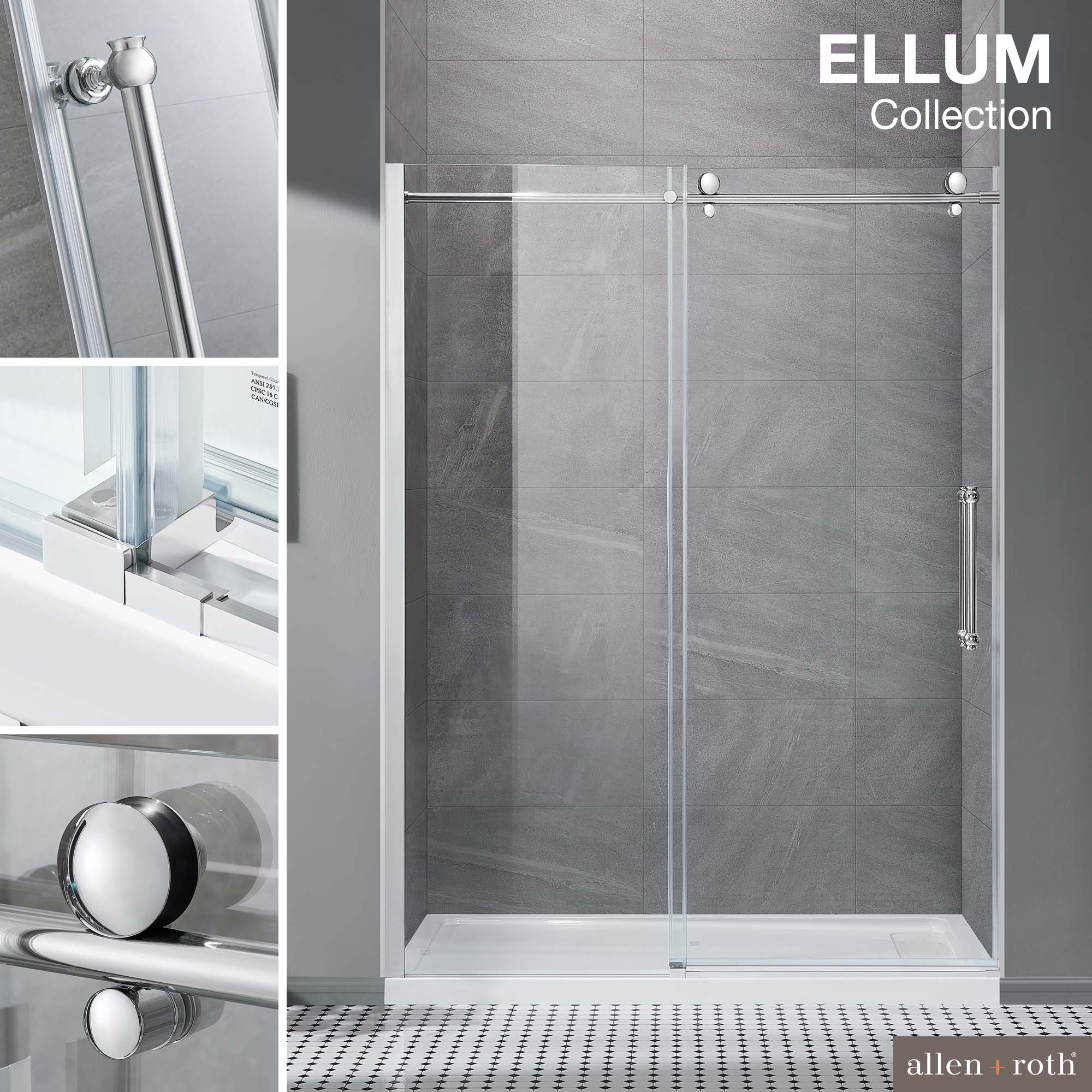 allen + roth Ellum Polished Chrome 581/2in to 60in x 78.75in