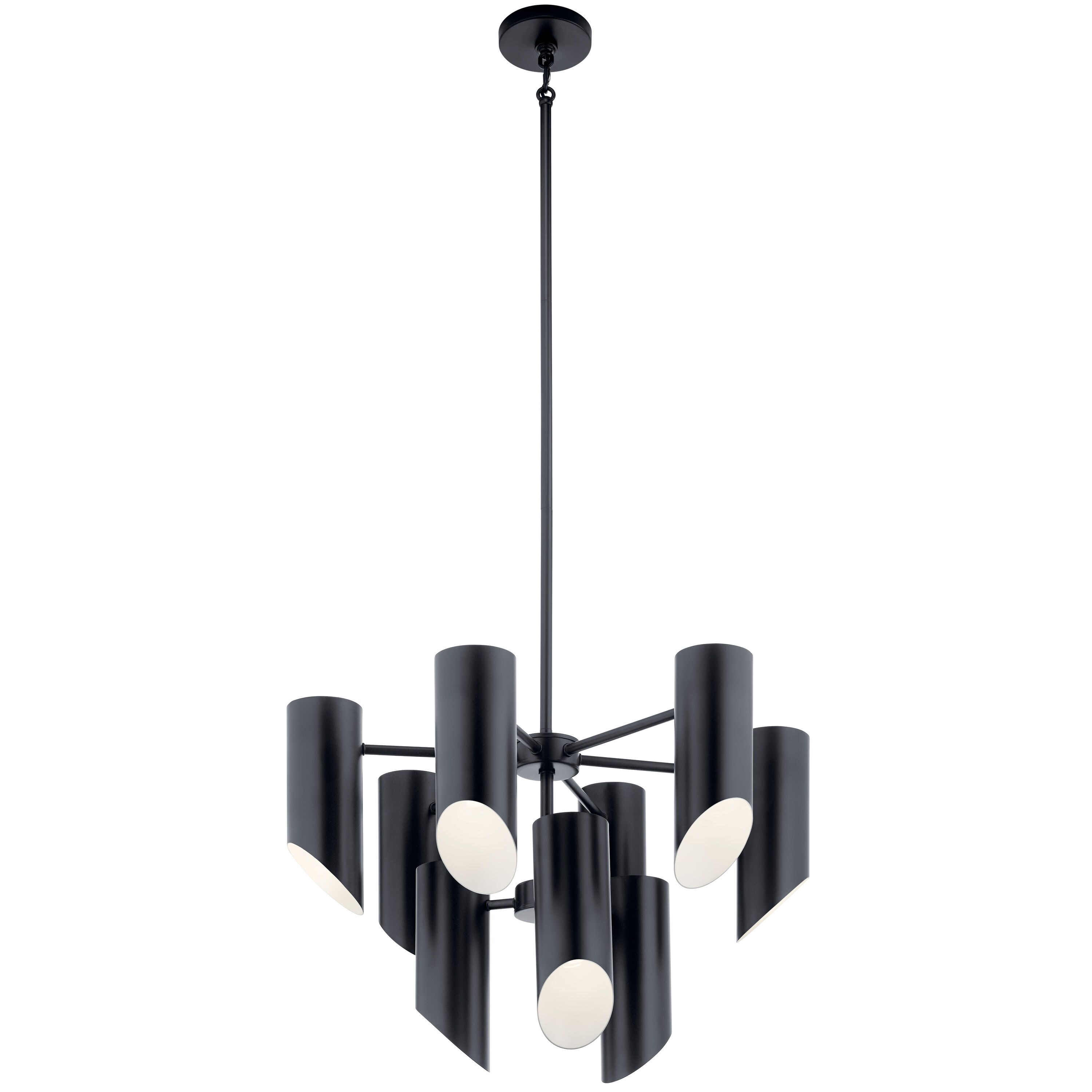 Kichler 52162BK Trentino 9 -Light Brushed Black Mid-century For Use in Bedrooms, Dining Rooms, Foyers, Kitchens, Living Rooms Chandelier