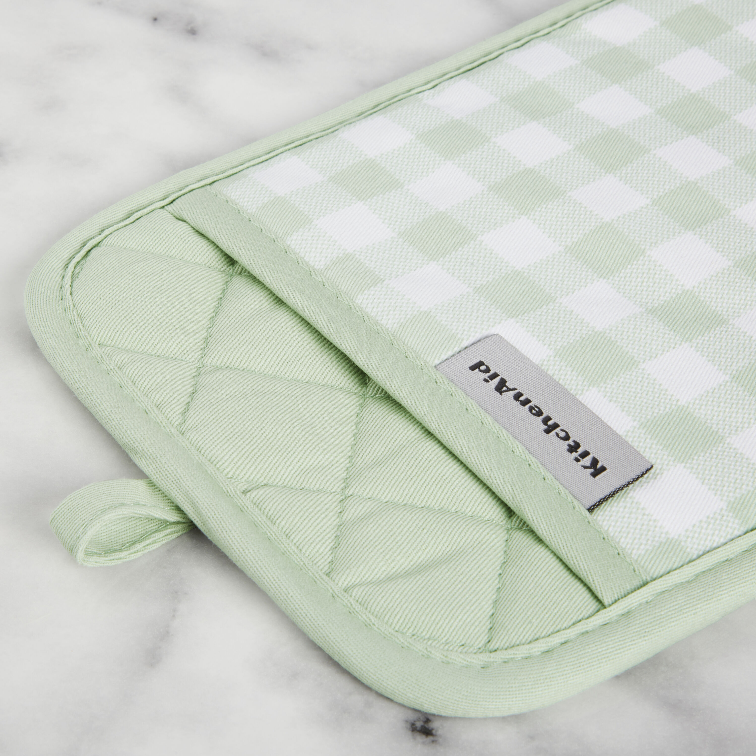 KitchenAid Hand Dish Towel Kitchen Cloth Set of 2 Mint Green White 100%  Cotton