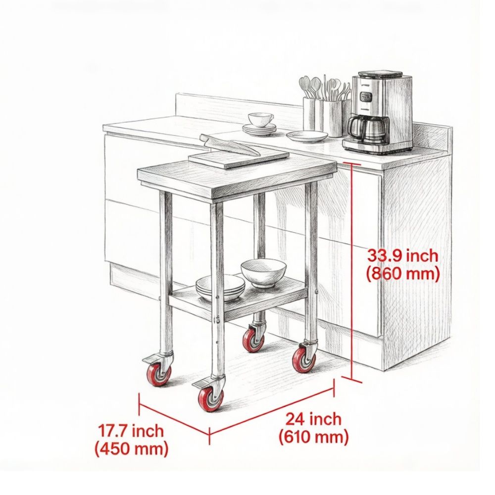 JUSHUA Sleek 1 X Metal Work Table with Adjustable Height and Shelf for ...