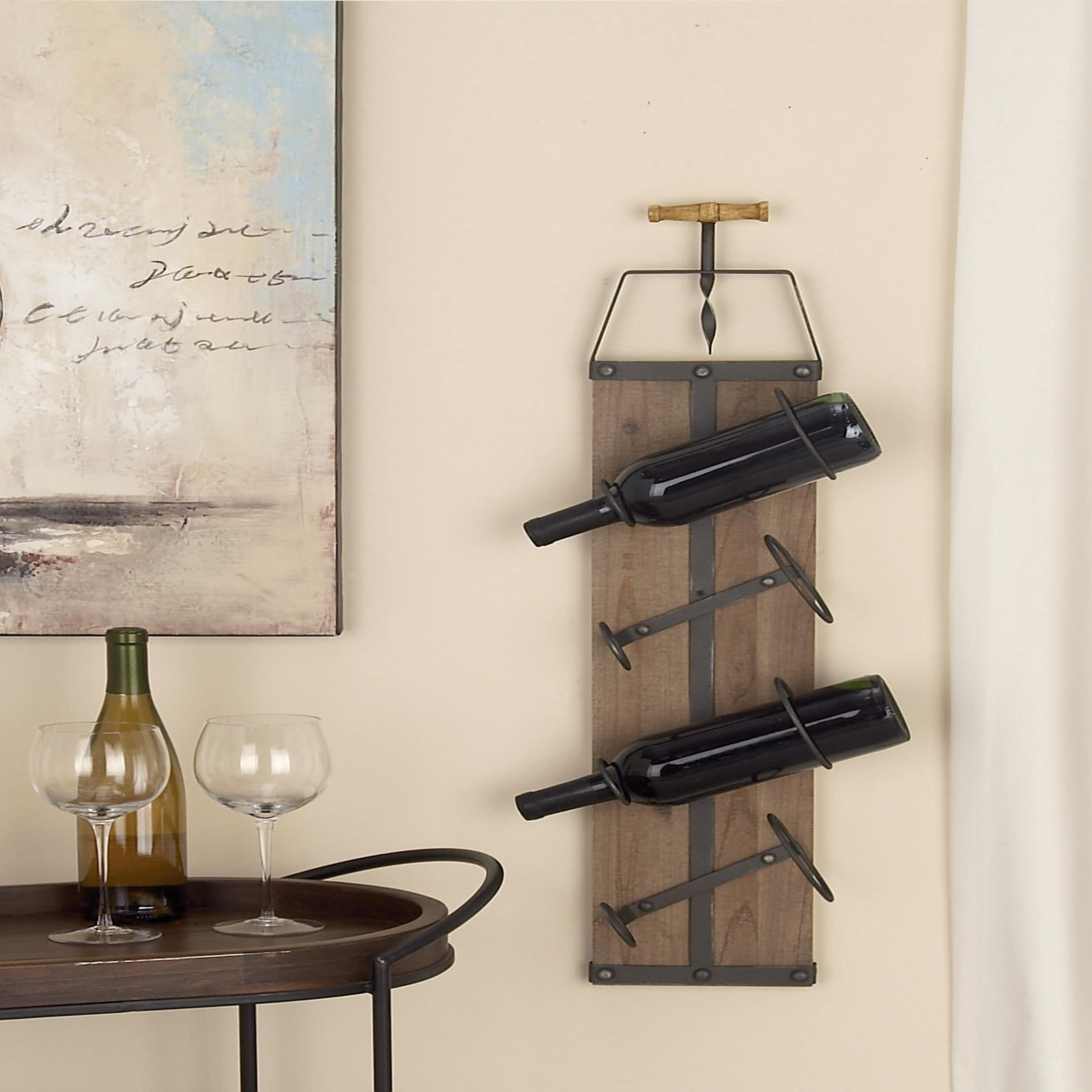 Grayson Lane 22630 4 -Bottle Brown Wood Wall-Mounted Wine rack