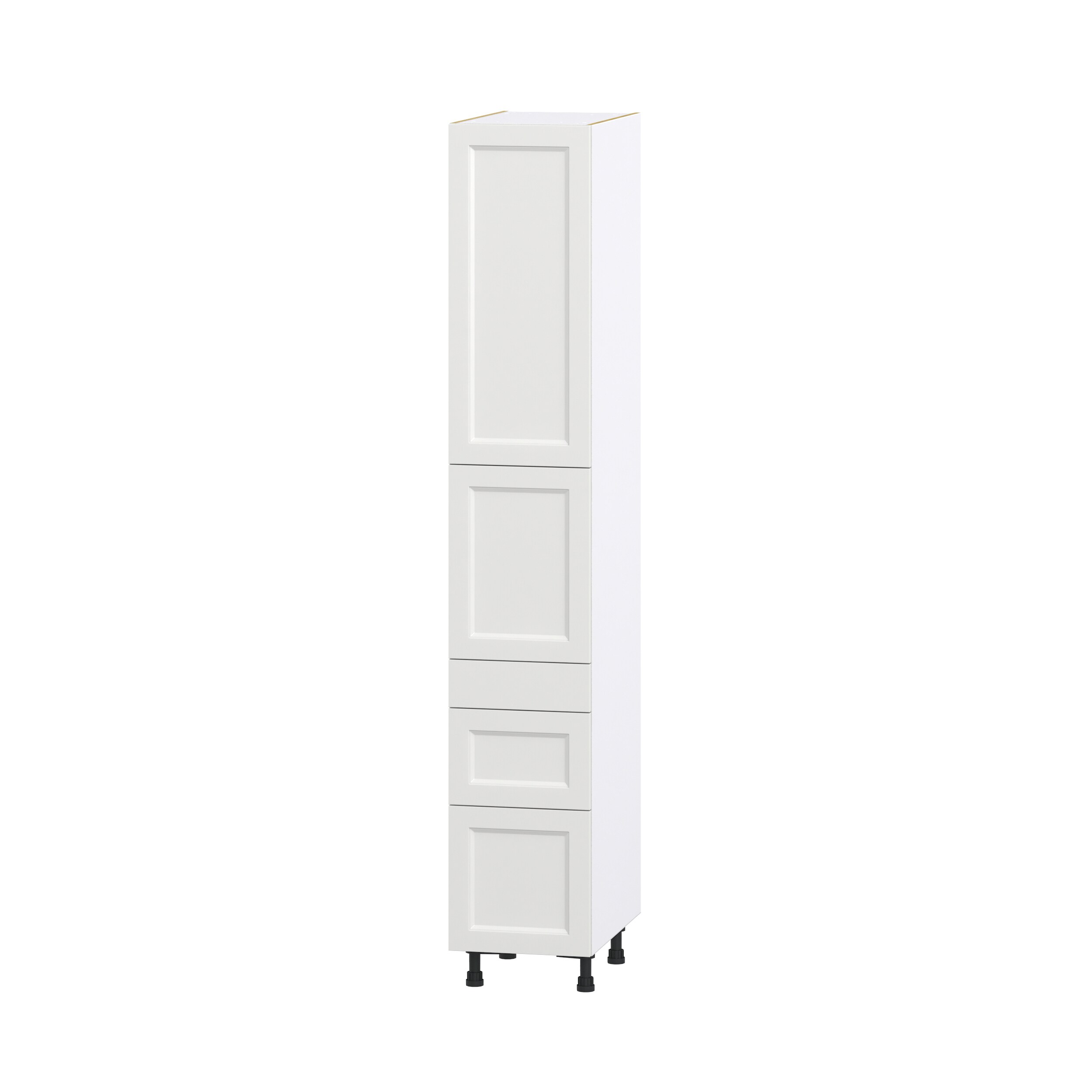 Hugo&Borg DST3D152489.5I2-RI Riviera 15-in W x 89.5-in H x 24-in D Bright White 3 -Drawers Pantry Fully assembled Cabinet (Recessed Panel Shaker)