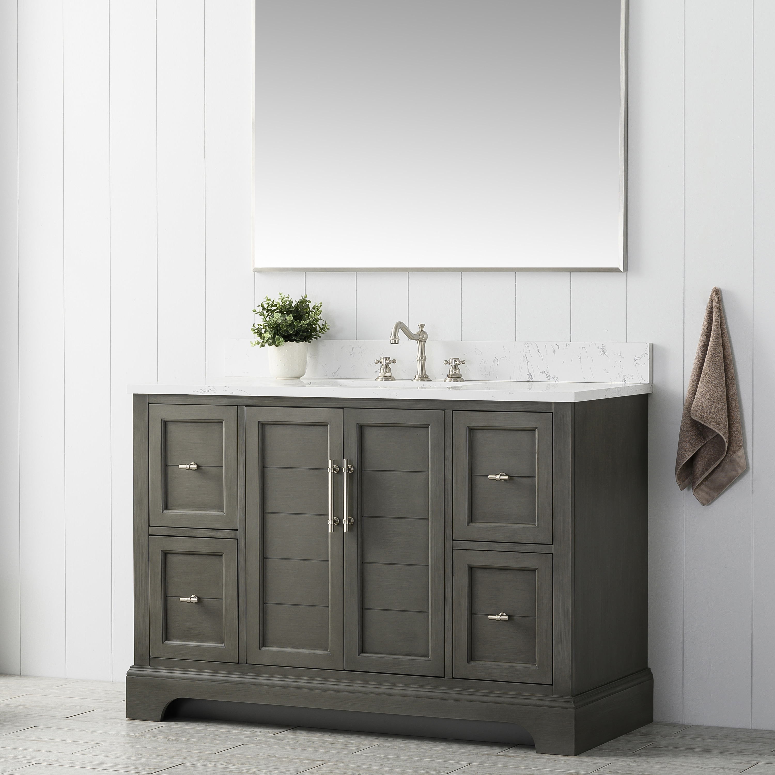Silver Gray 48" Single Sink Bathroom Vanity with Engineered Marble Top