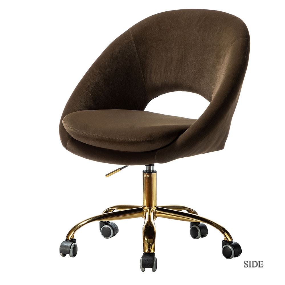14 Karat Home CHM6075O-BROWN Brown Contemporary Ergonomic Adjustable Height Swivel Polyester Task Chair