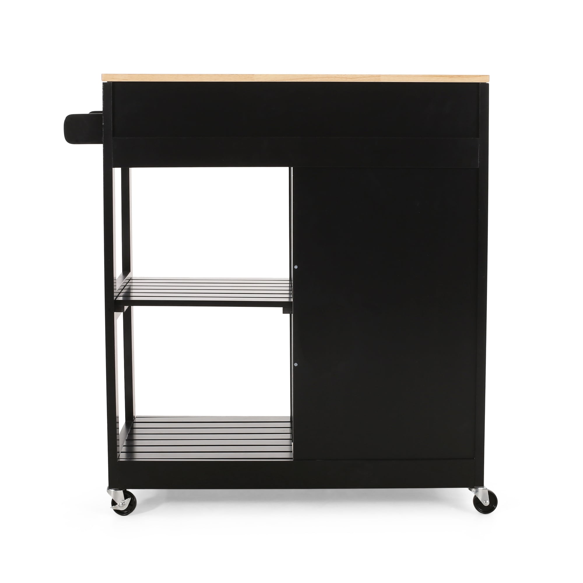 BABOOM Black Wood Base with Wood Top Rolling Kitchen Cart (17-in x 32.5-in x 34.5-in)