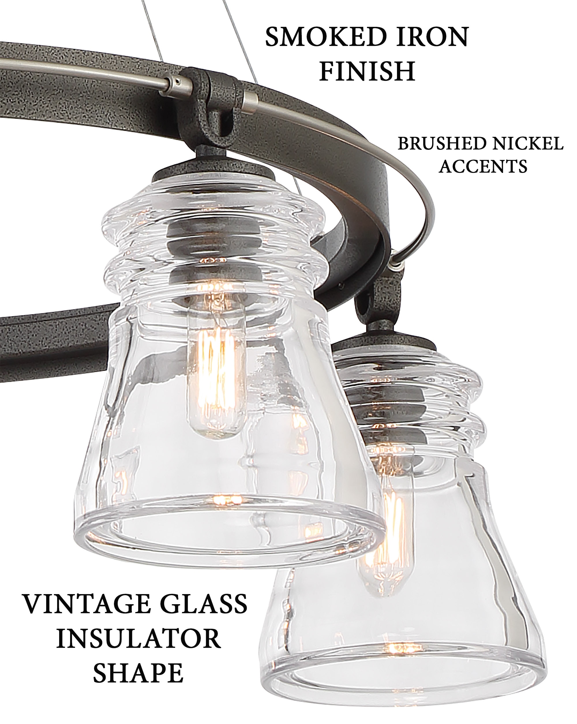 Graham Avenue Smoked Iron & Brushed Nickel 4-Light Chandelier
