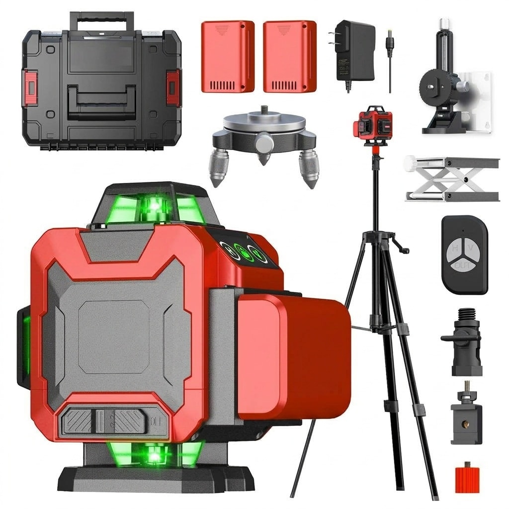Etokfoks  Self Leveling Laser Level with Tripod 4x360 Green Line Remote Control Magnetic Mount Indoor Renovation Tool