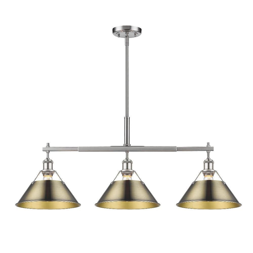Golden Lighting A-GL-3306-LP PW-AB Orwell 3 - Light Pewter Incandescent Steel Pendant Light