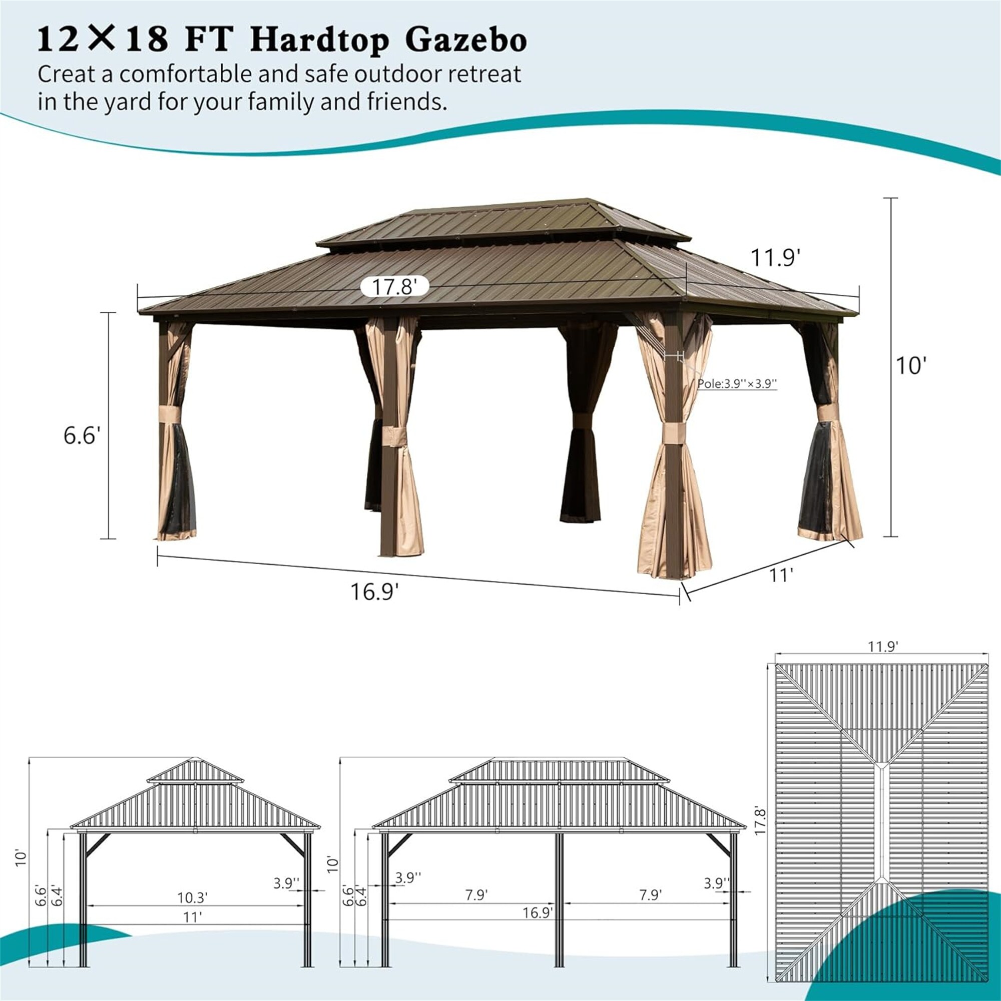 Clihome CL-CPL00060 Wood-Resin-Gazebos - View #3